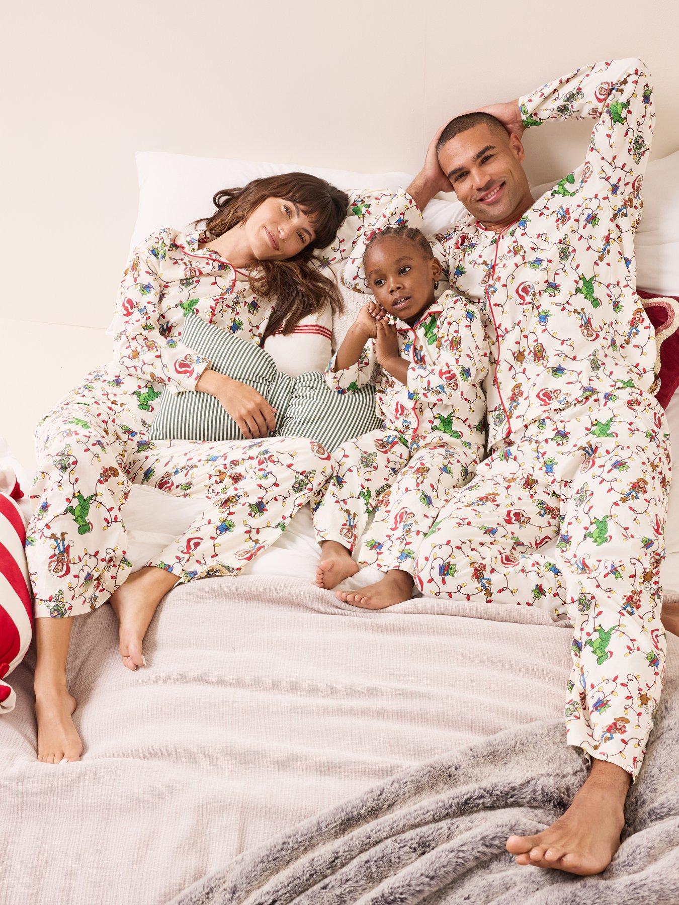 The Very Collection Mens Toy Story Family Christmas Button Down Pyjamas - Cream