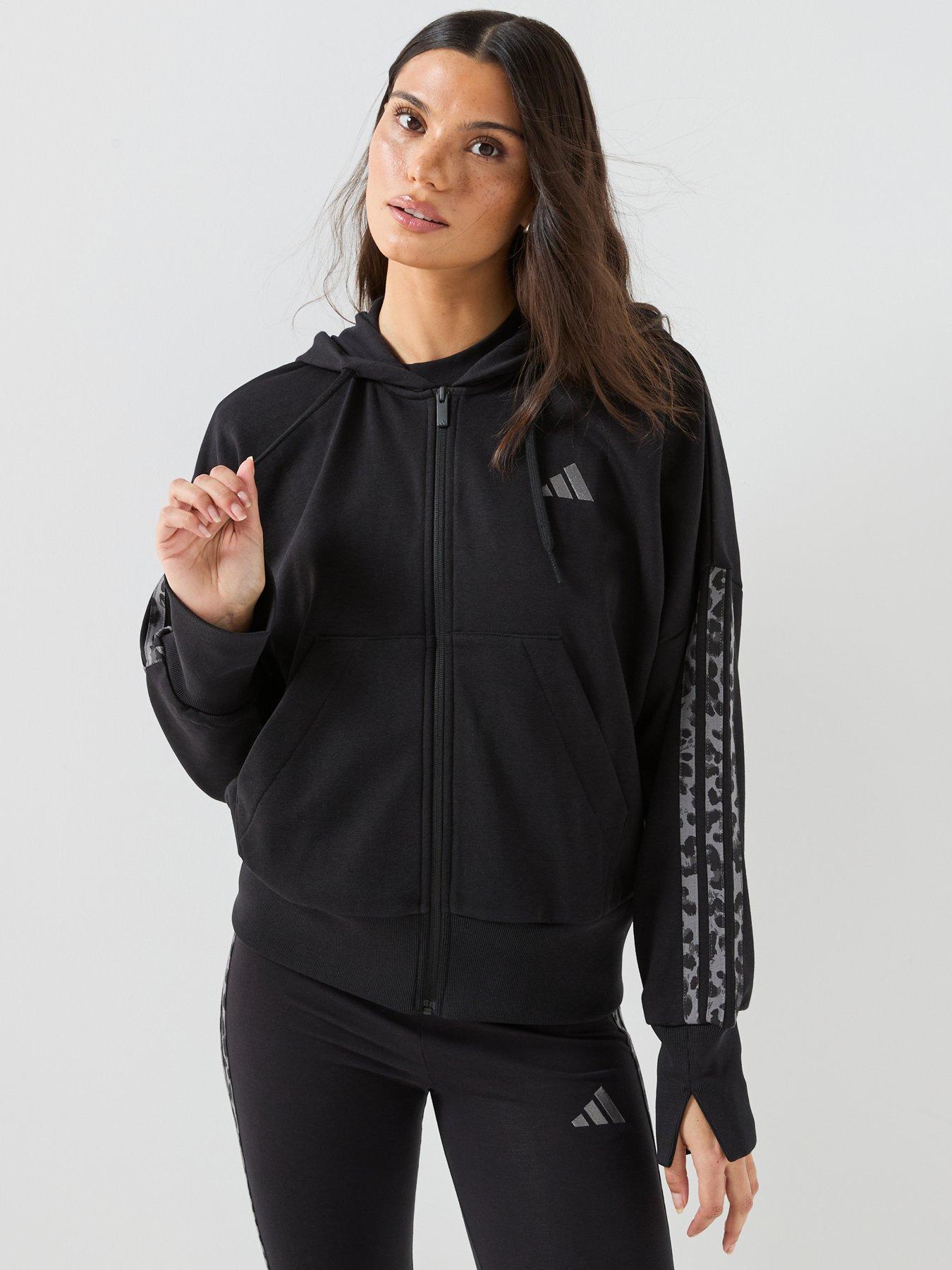 adidas Sportswear Womens Full-Zip Hooded Track Top - Black