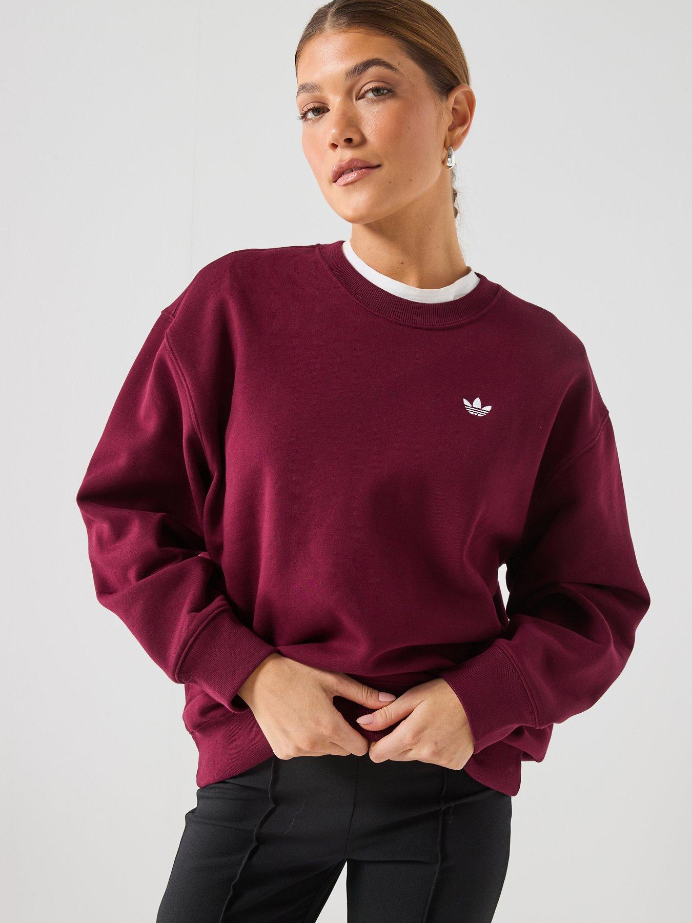 adidas Originals Womens Essentials Fleece Crew Oversized Top - Red