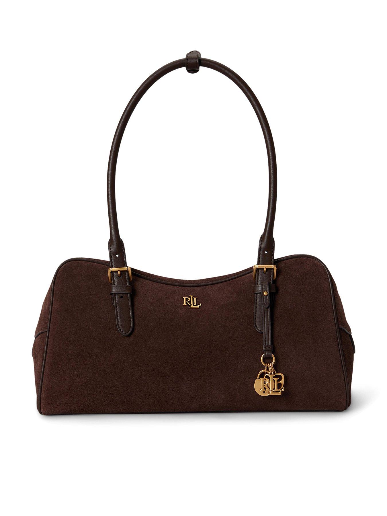 Lauren by Ralph Lauren Suede Large Marcy Zip Satchel - Brown