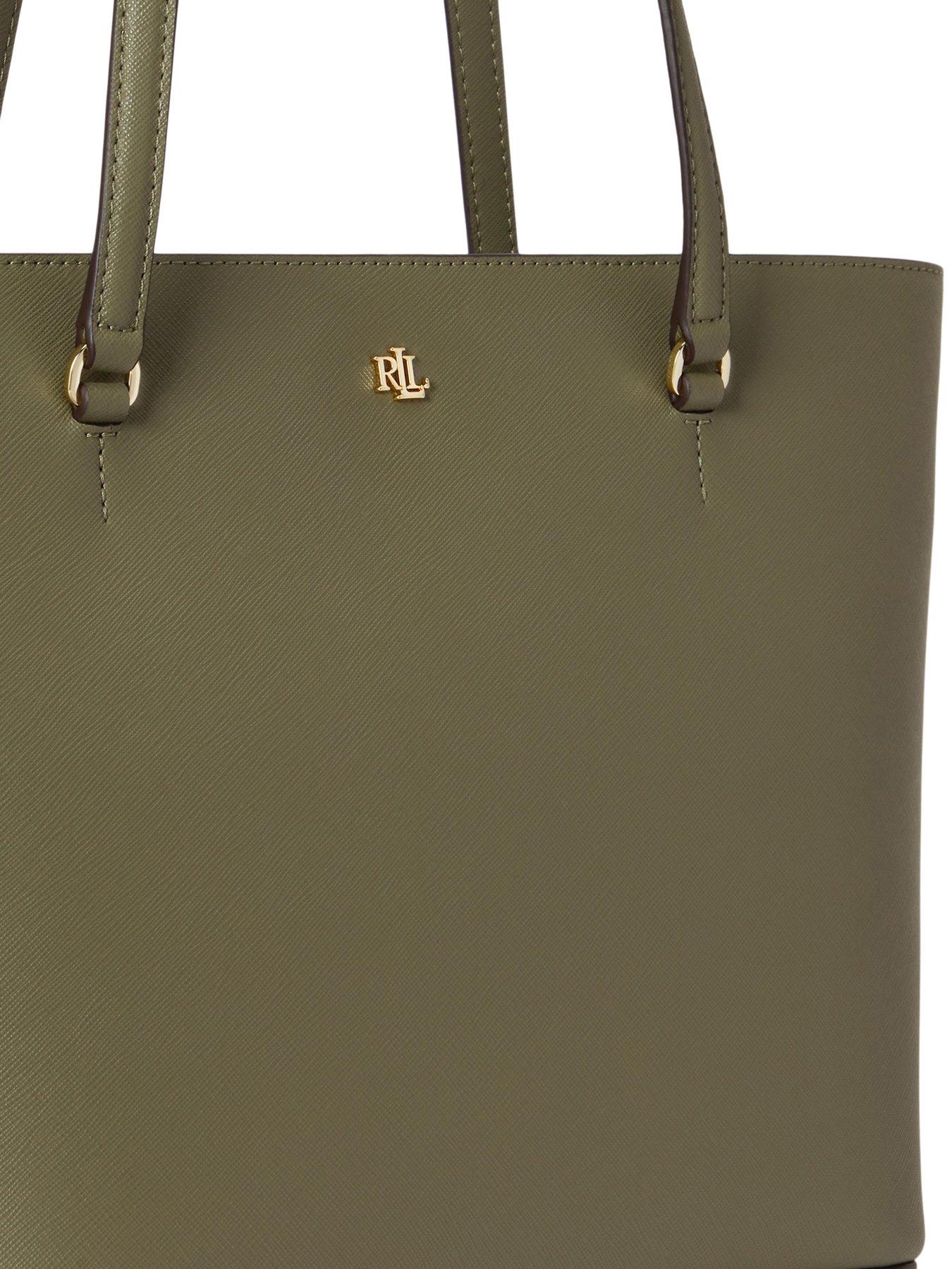Image 3 of 5 of Lauren by Ralph Lauren Medium Karly Crosshatch Leather Tote Bag - Green