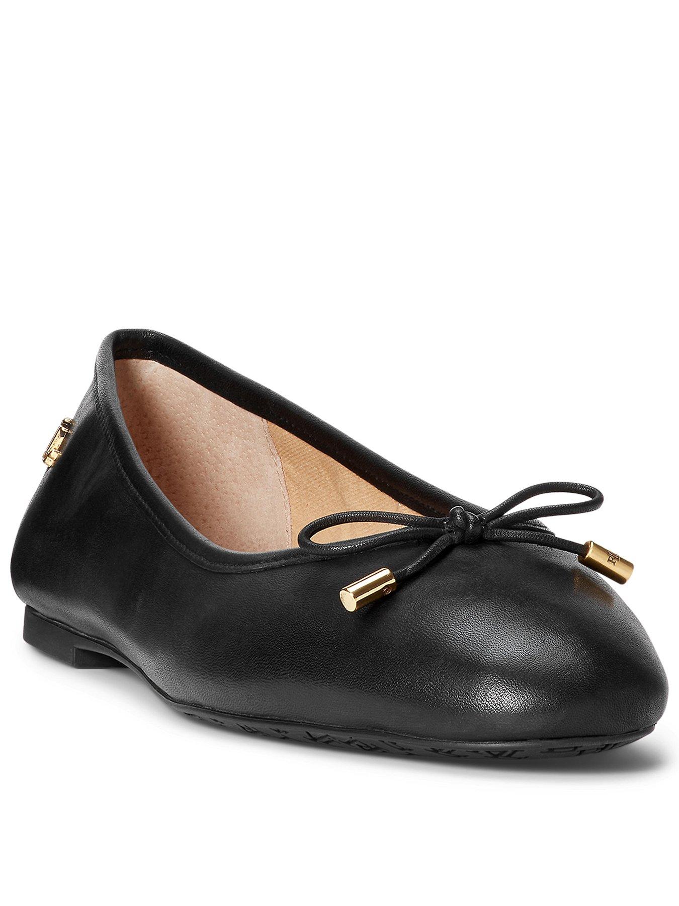Lauren by Ralph Lauren Jayna Leather Flats - Black