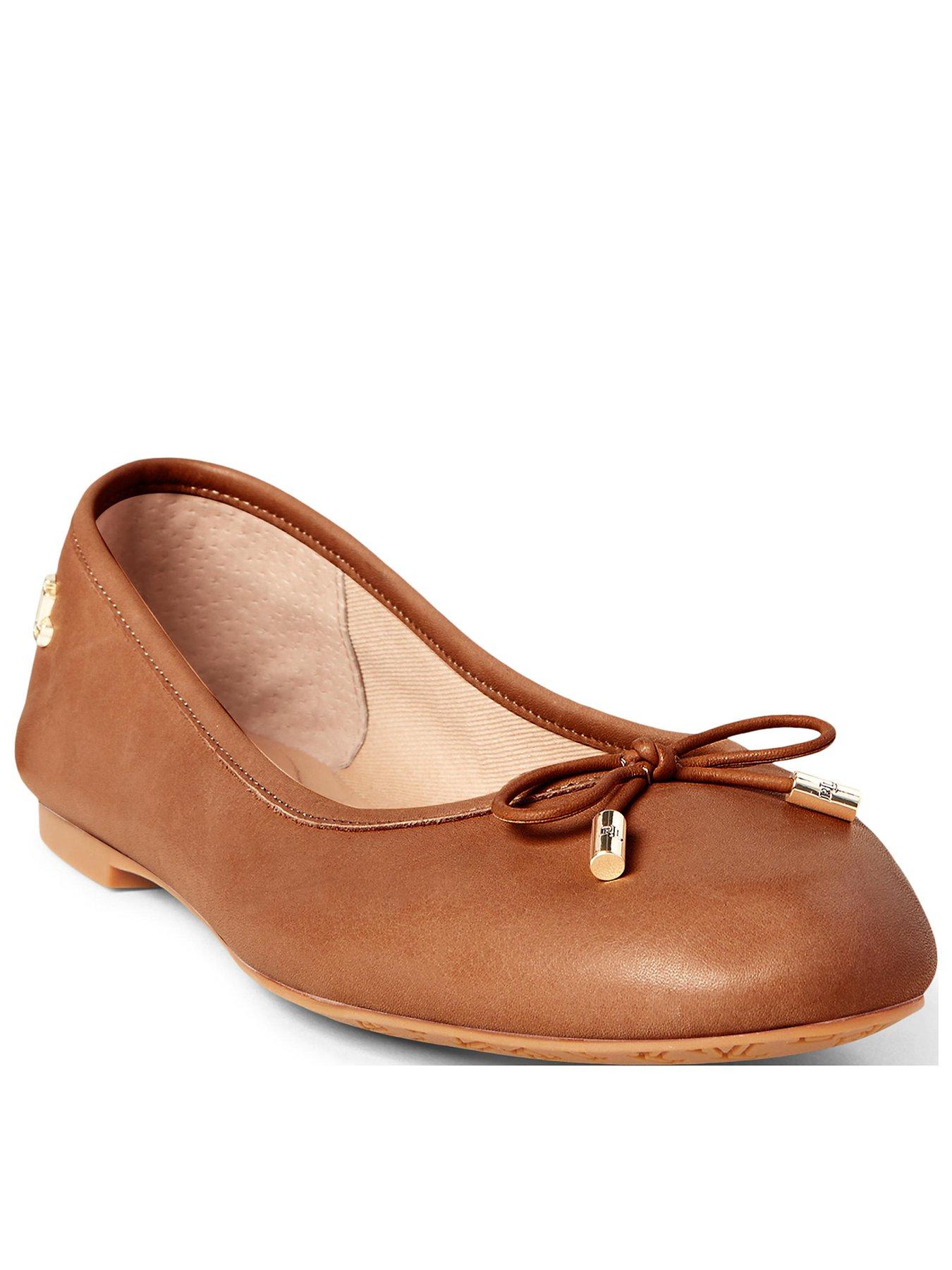 Lauren by Ralph Lauren Jayna Leather Flats - Tan