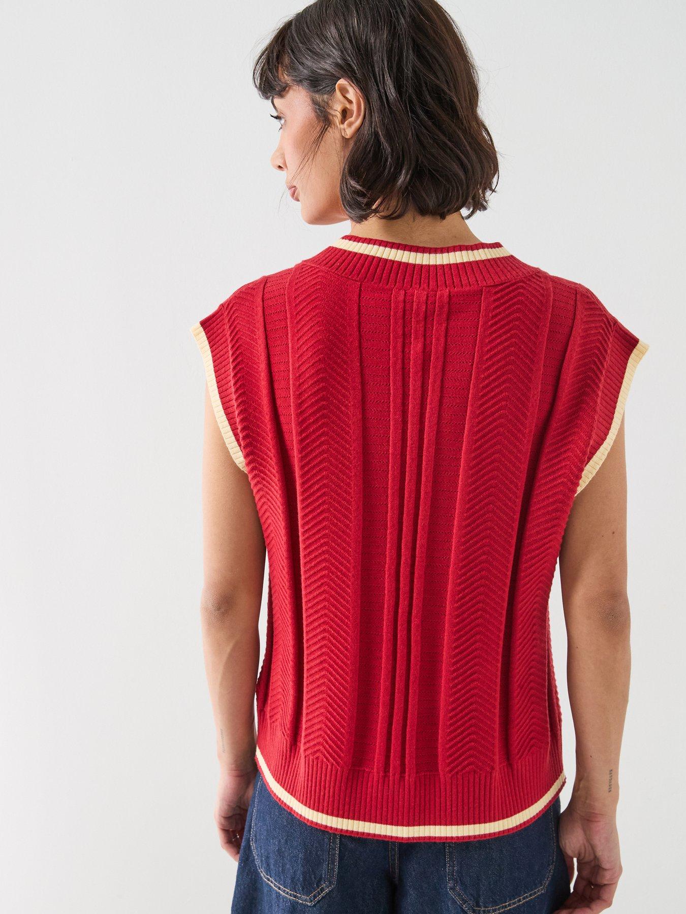 Image 2 of 6 of adidas Originals Womens Cable Knit Vest - Red