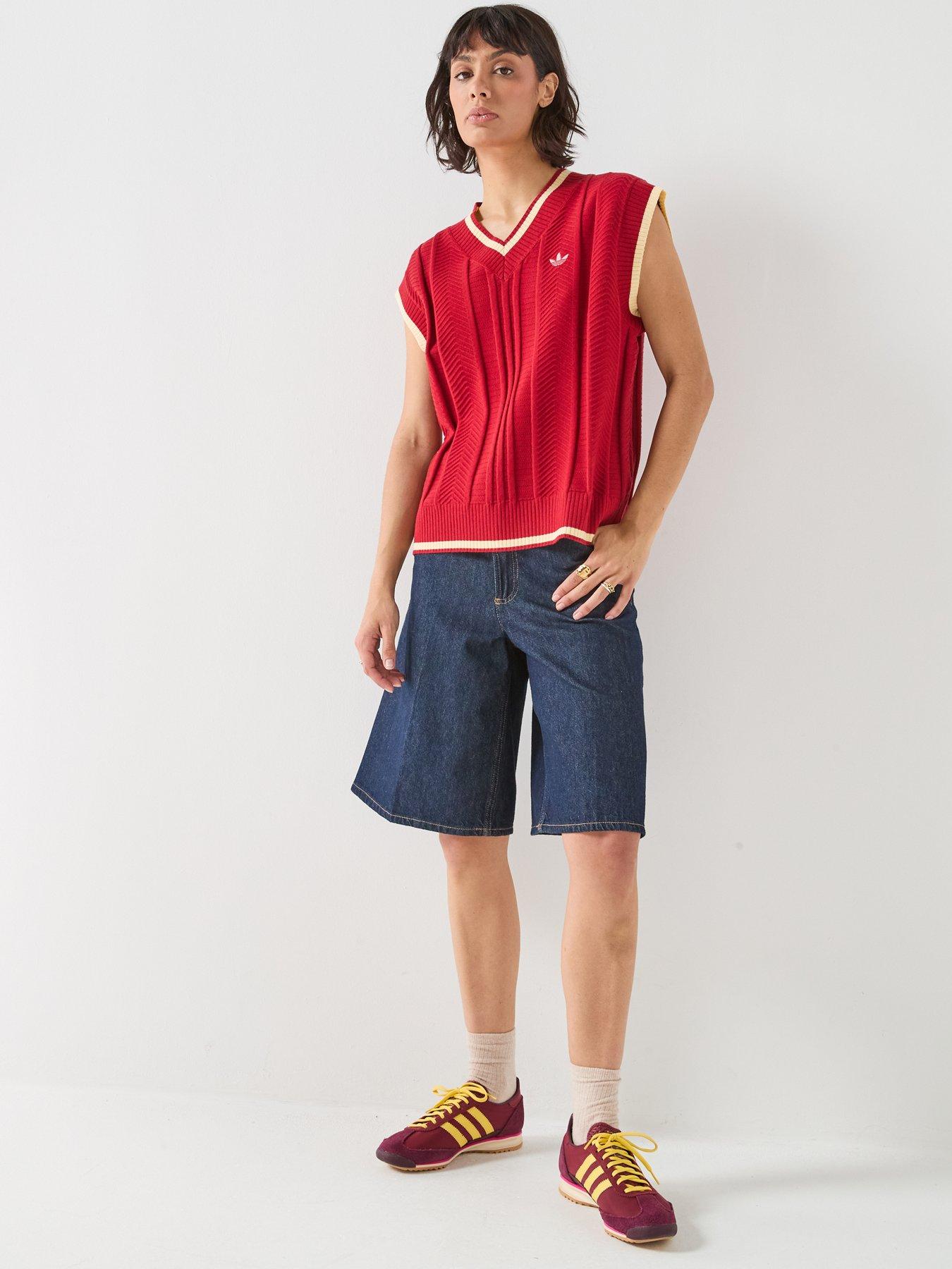 Image 3 of 6 of adidas Originals Womens Cable Knit Vest - Red