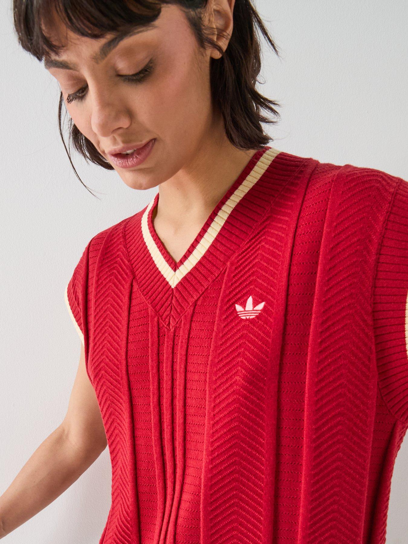 Image 4 of 6 of adidas Originals Womens Cable Knit Vest - Red