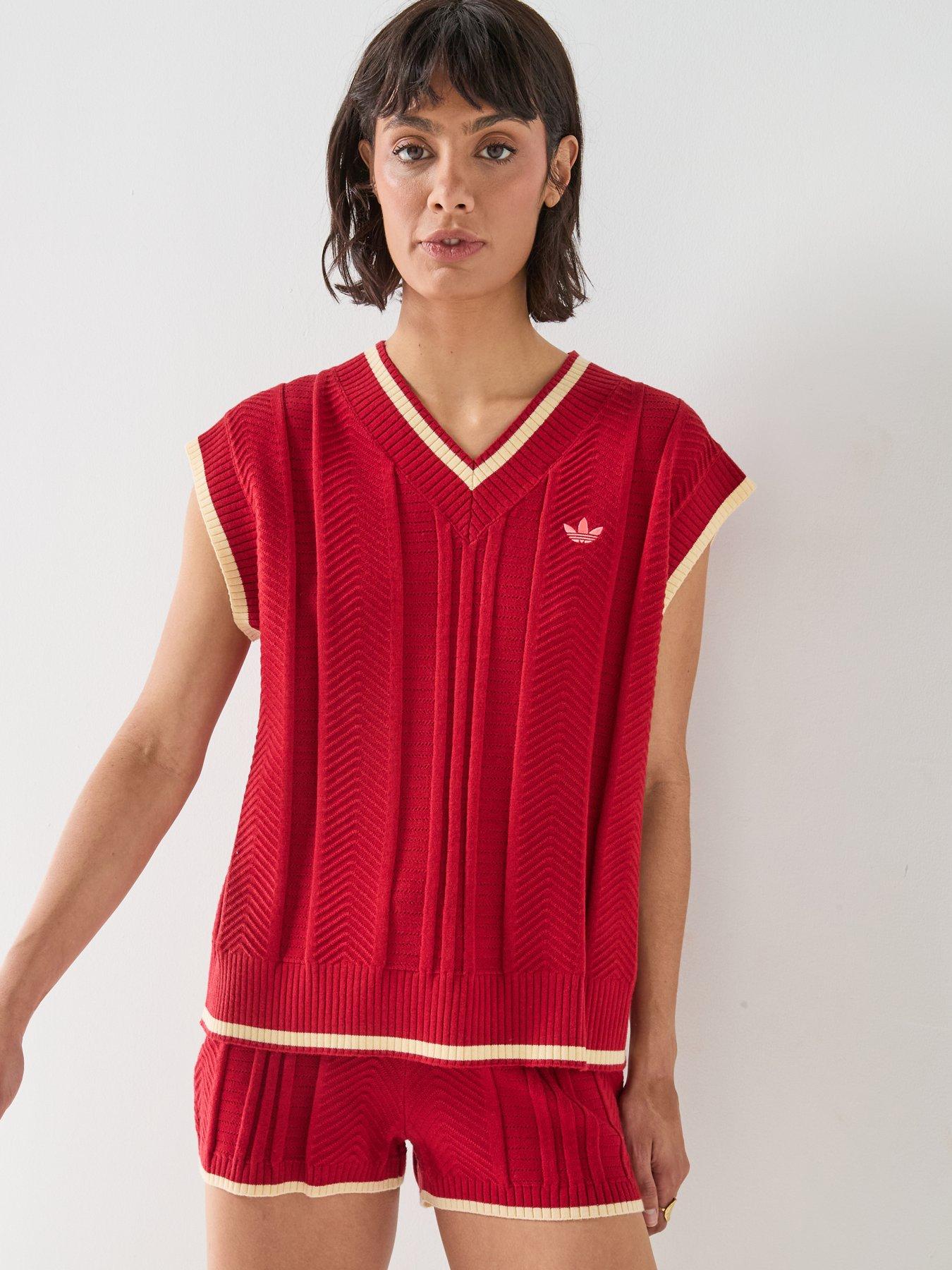 Image 6 of 6 of adidas Originals Womens Cable Knit Vest - Red