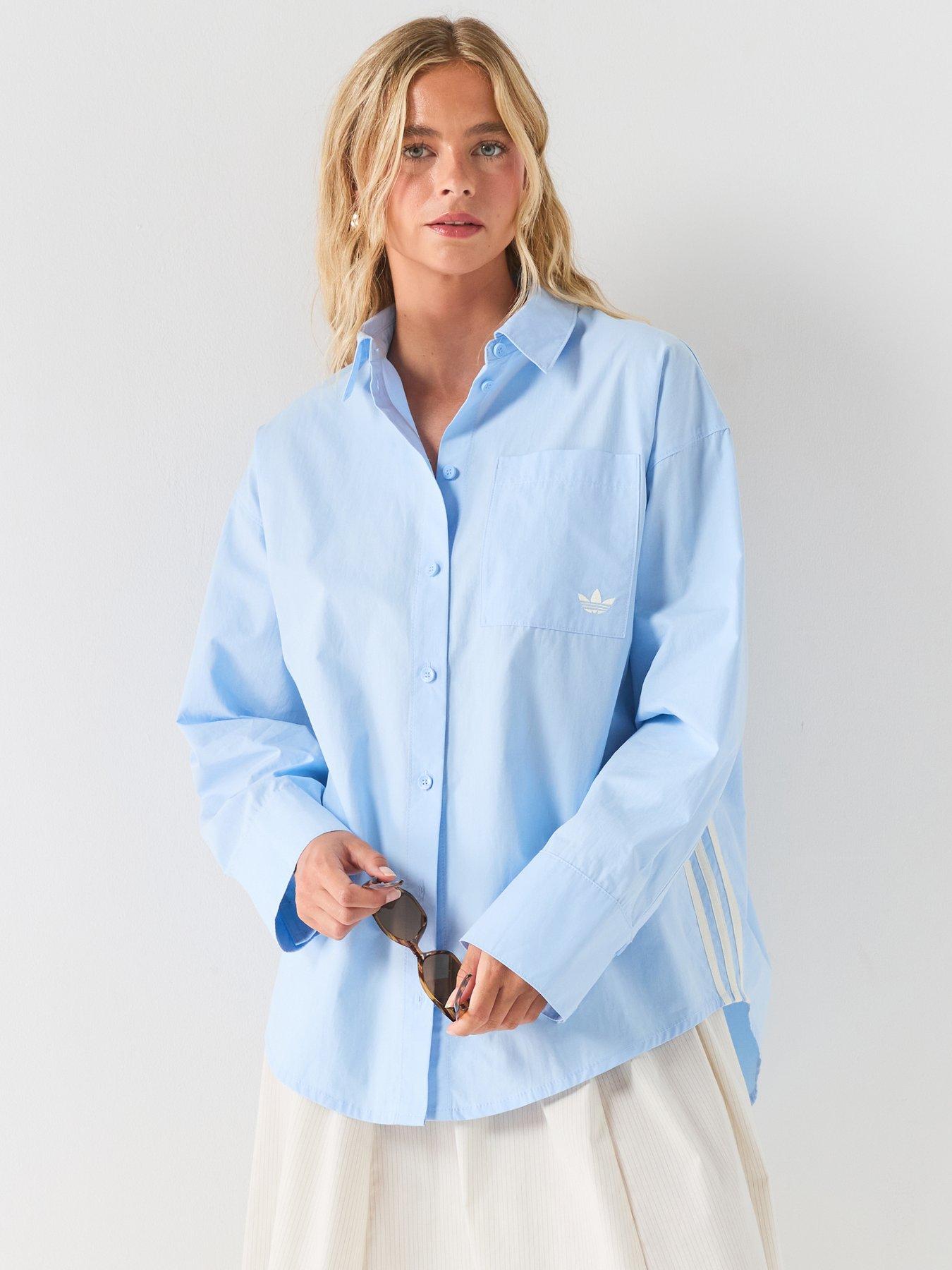 adidas Originals Women's Oversized Button-Through Shirt - Blue