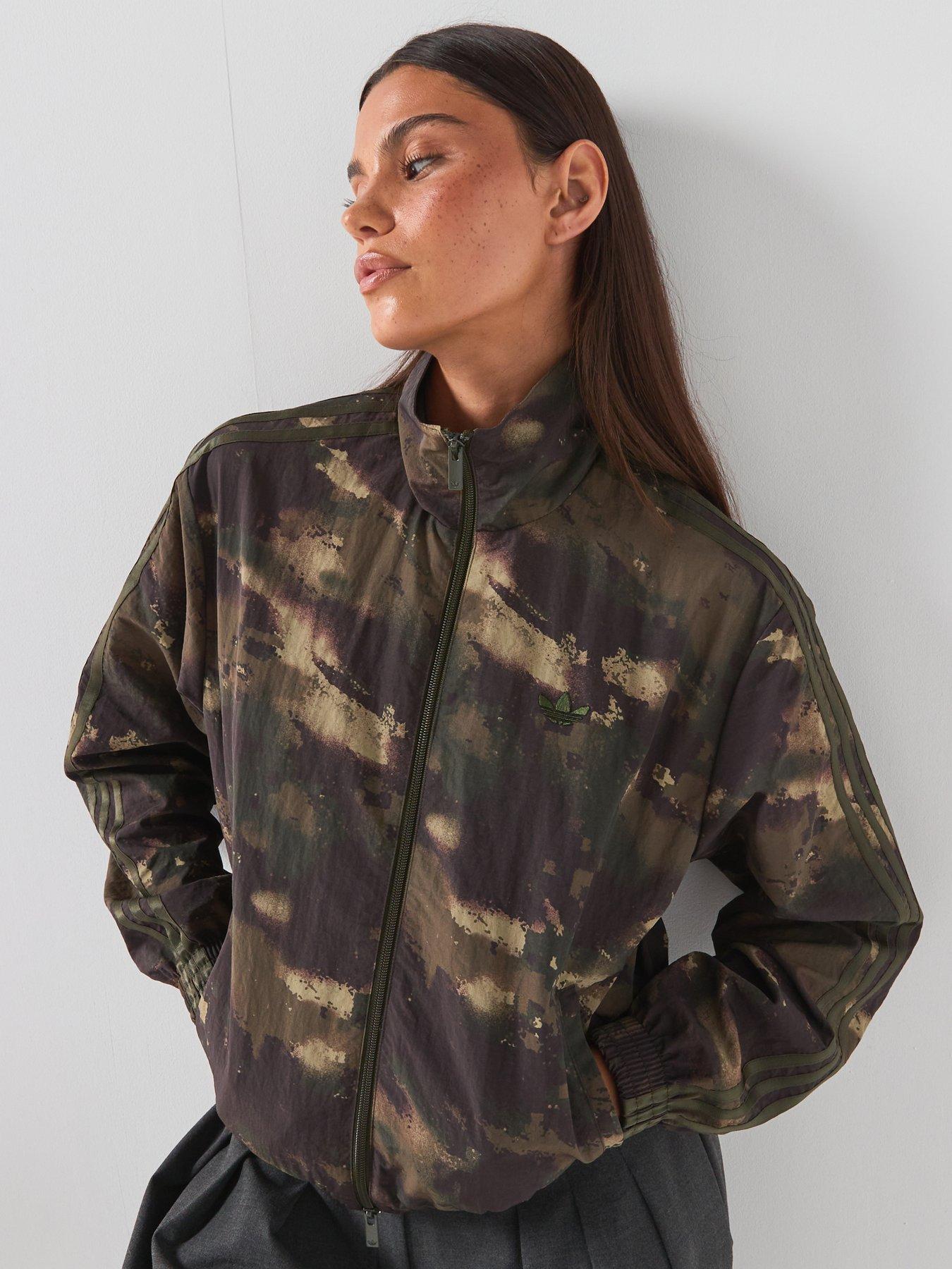 Image 1 of 6 of adidas Originals Women's Loose Fit Camouflage Track Jacket - Green