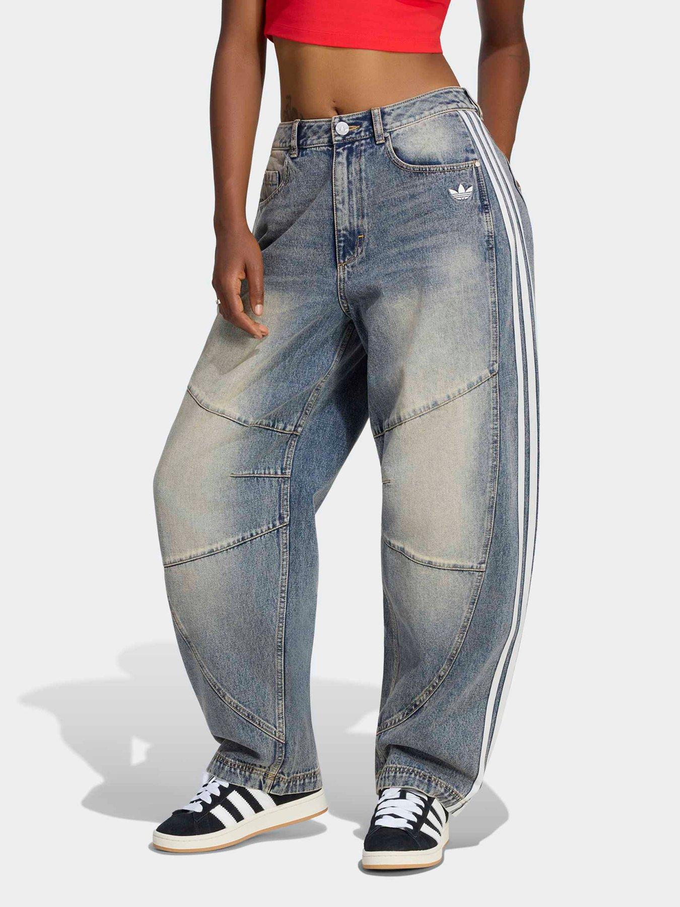 adidas Originals Womens Denim Barrel Jeans - Blue