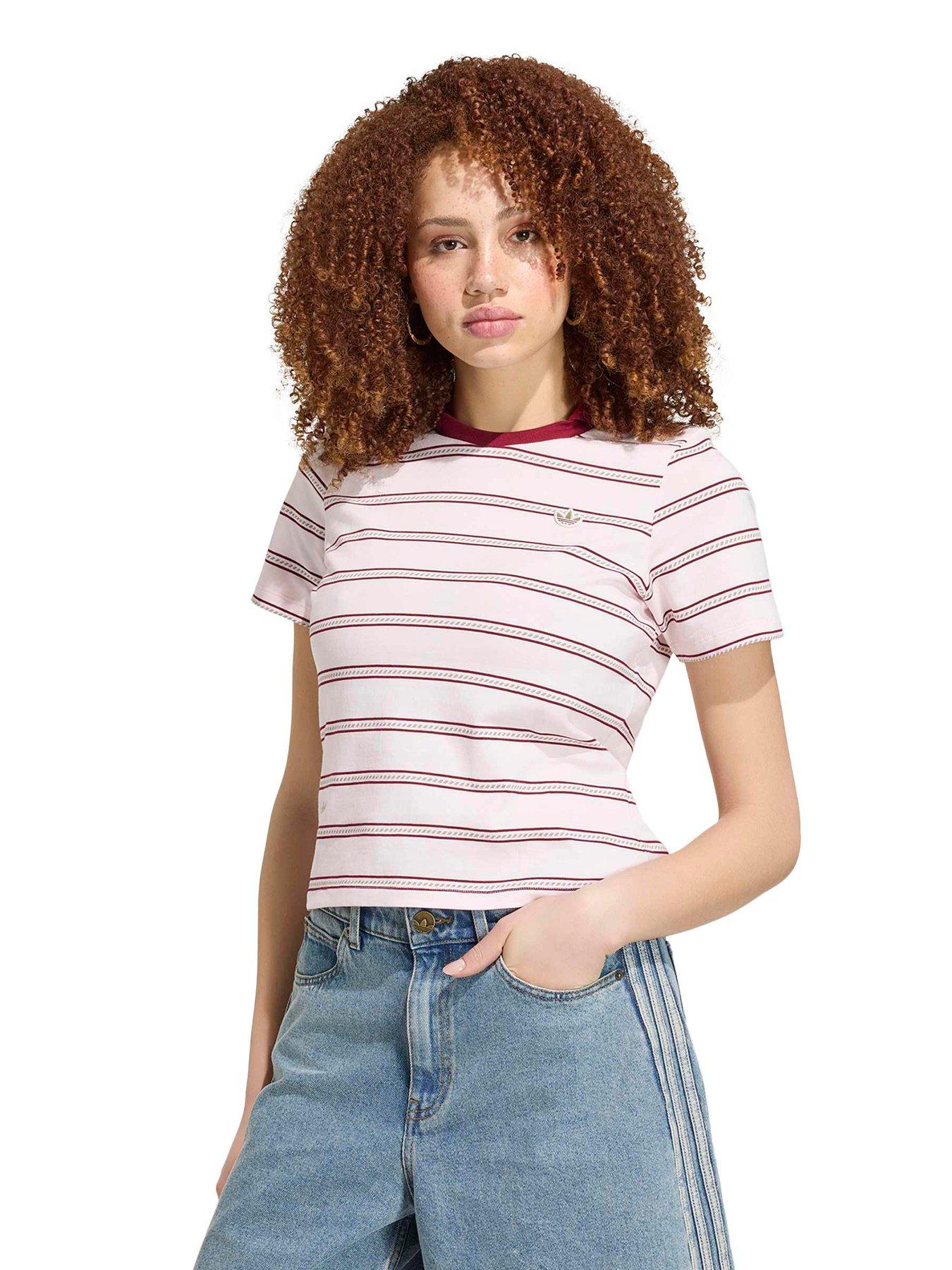 adidas Originals Women's Resort S Polo W2 - Distilled Pink / Collegiate Burgundy / Khaki Six