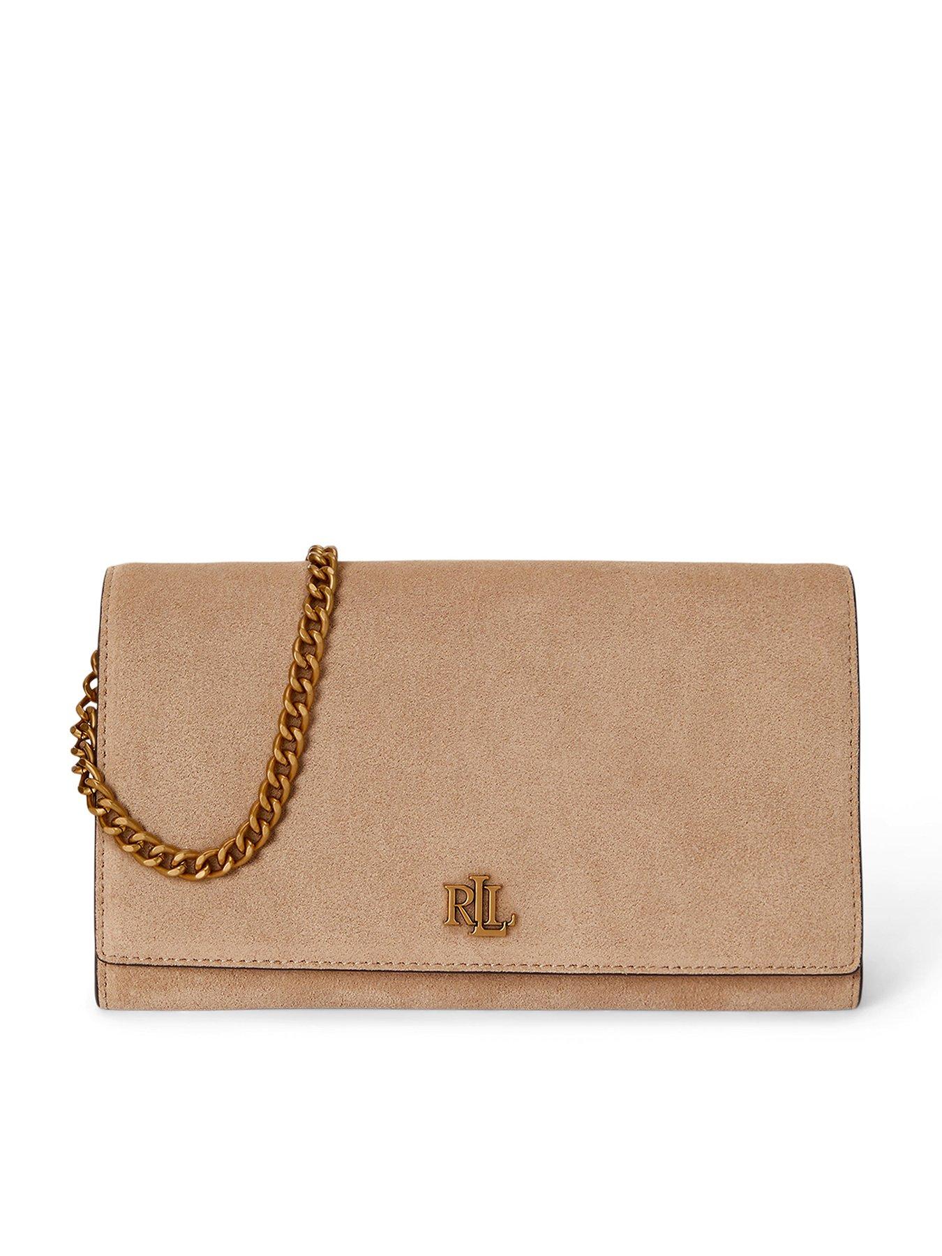 Lauren by Ralph Lauren Adair II Large Wallet Brushed Cow Leather Bag - Beige
