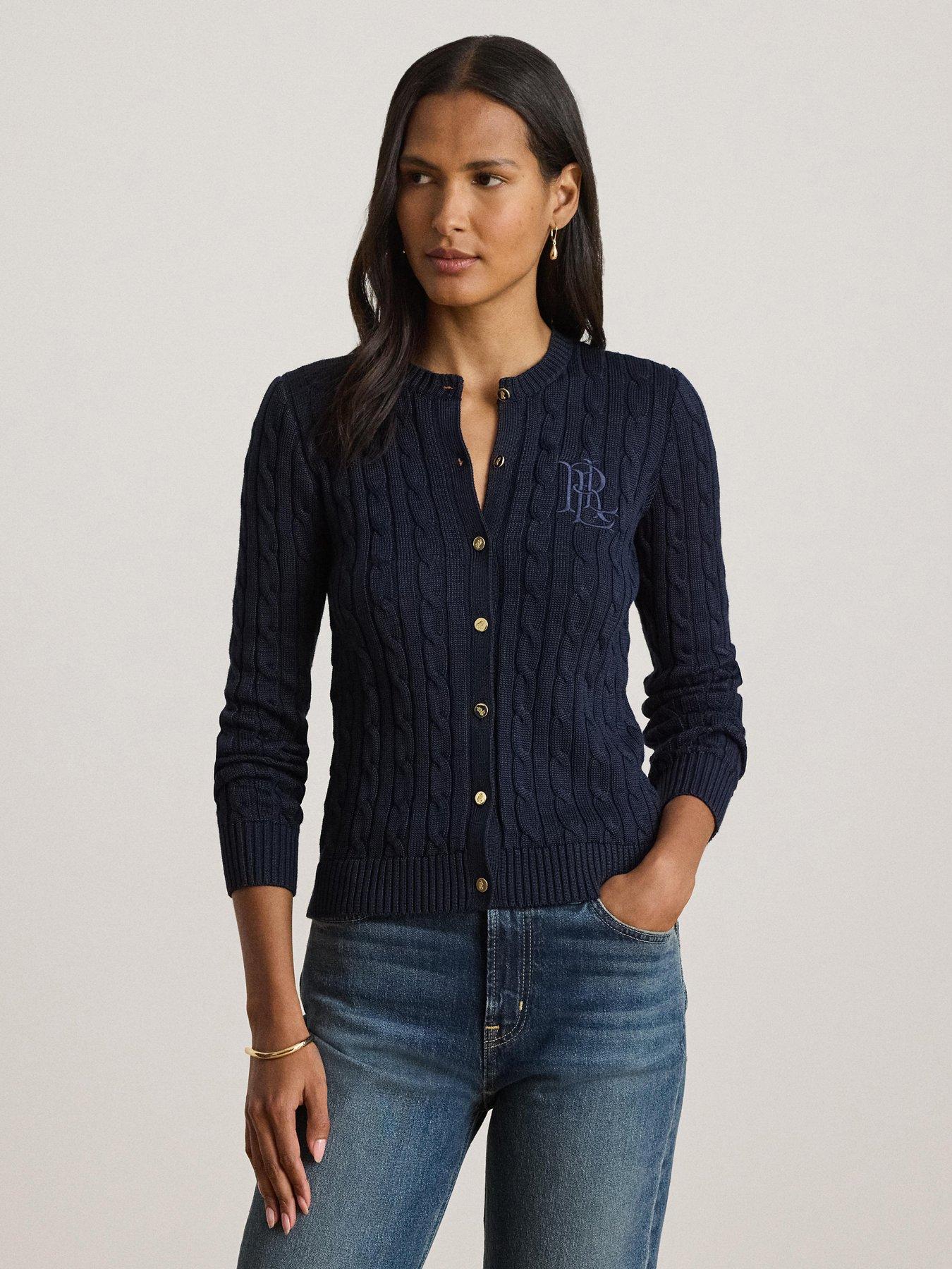 Lauren by Ralph Lauren Cable-Knit Cotton-Blend Cardigan - Lauren Navy