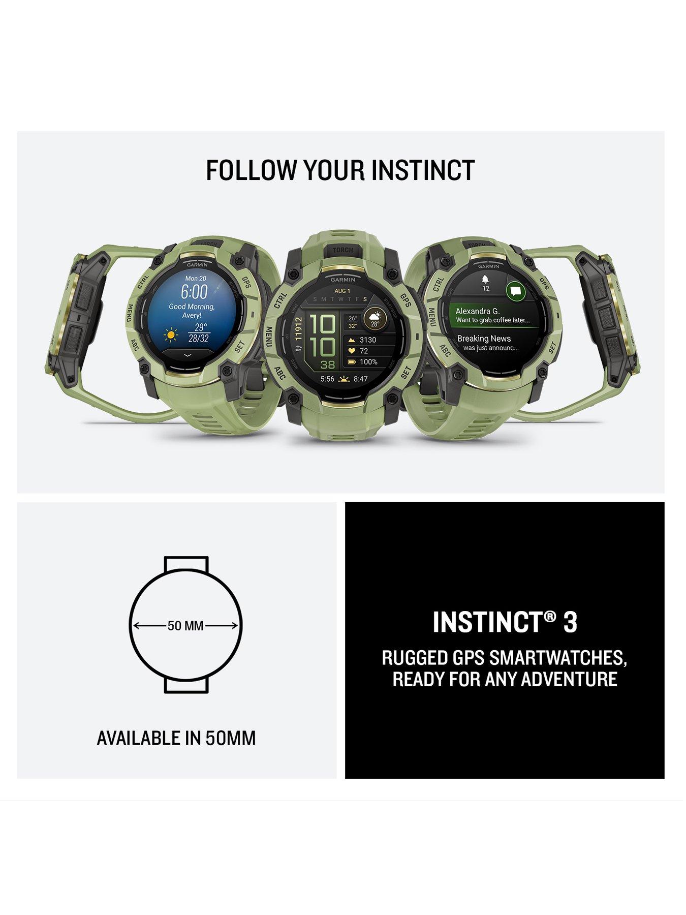 Image 7 of 7 of Garmin Instinct 3 - 50mm, AMOLED, Fern Green with Fern Green Band