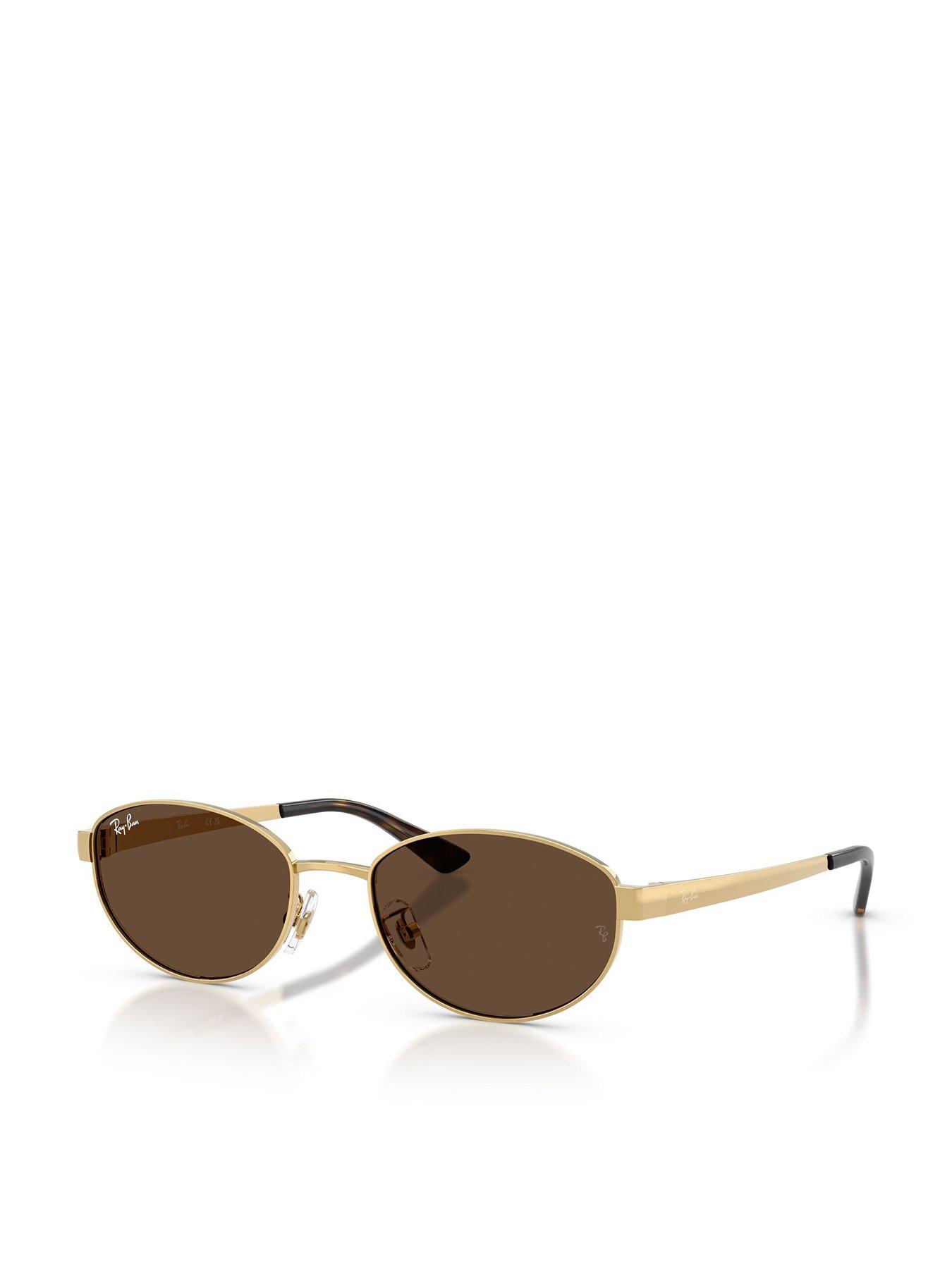 Ray-Ban 0rb3774d Oval Sunglasses Arista Frame With Dark Brown Lens