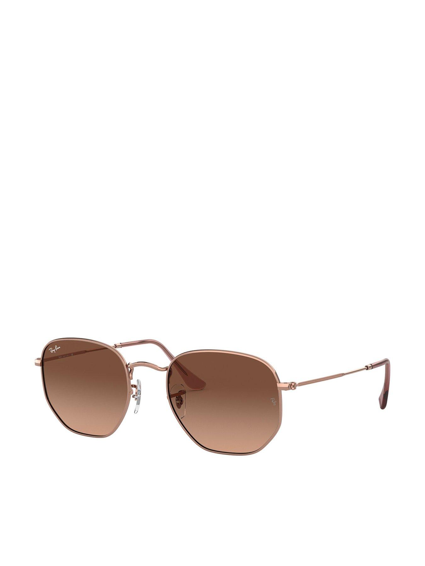 Image 1 of 5 of Ray-Ban Ray-ban Hexagonal Irregular Sunglasses Copper Frame With Pink Gradient Brown Lens
