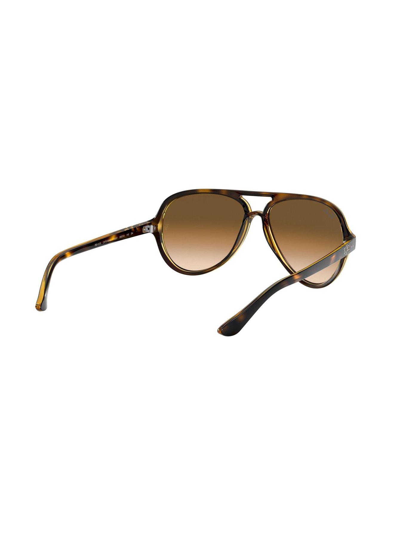 Image 5 of 5 of Ray-Ban Cats 5000 Pilot Sunglasses Light Havana Frame With Clear Gradient Brown Lens