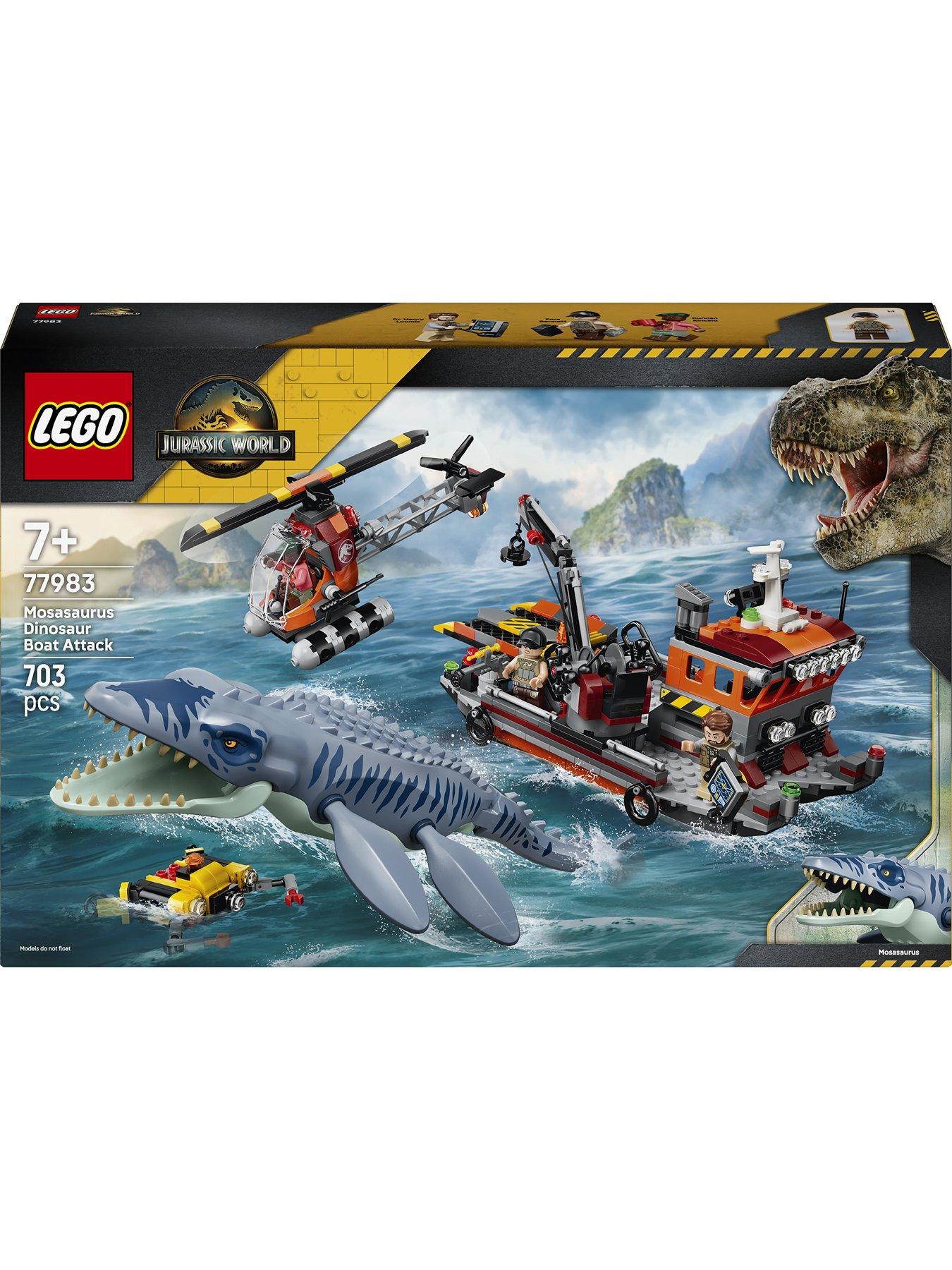 Image 2 of 8 of LEGO Jurassic World Mosasaurus Dinosaur Boat Attack Toy 77983
