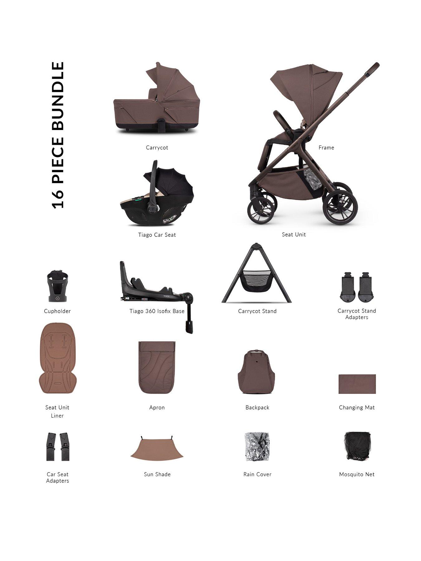 Venicci Tila 4in1 Bundle Travel System with Tiago Beige Car Seat and 360 Base - Noce