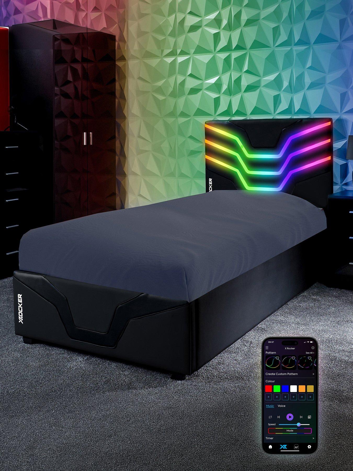 X Rocker Cosmos Rgb Led Ottoman Bed - Single