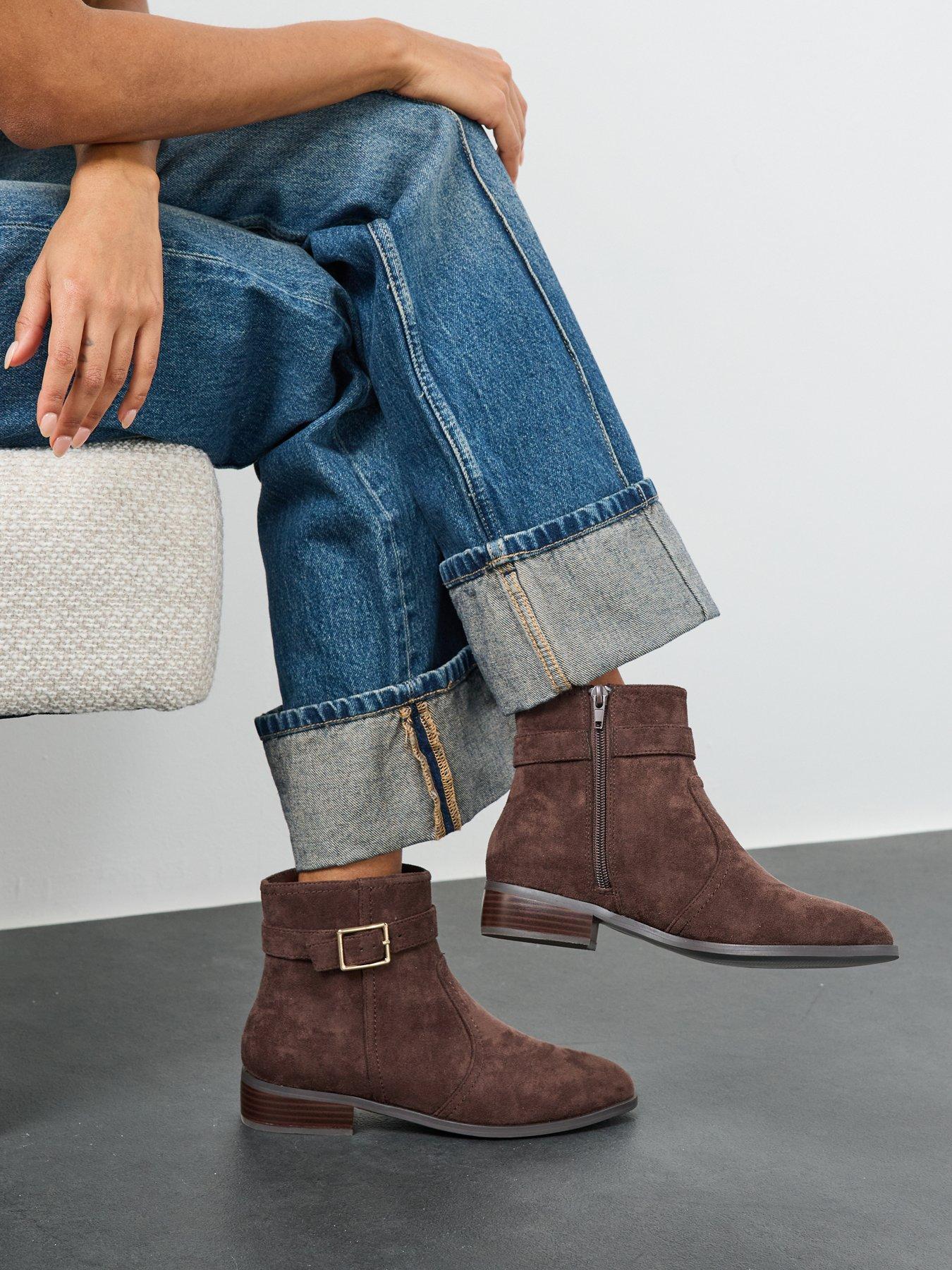 Image 1 of 7 of The Very Collection Ankle Boot With Buckle Strap - Brown