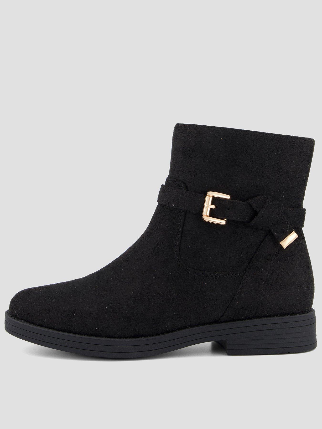The Very Collection Women's Extra Wide Fit Ankle Boots with Buckle Strap Detail - Black