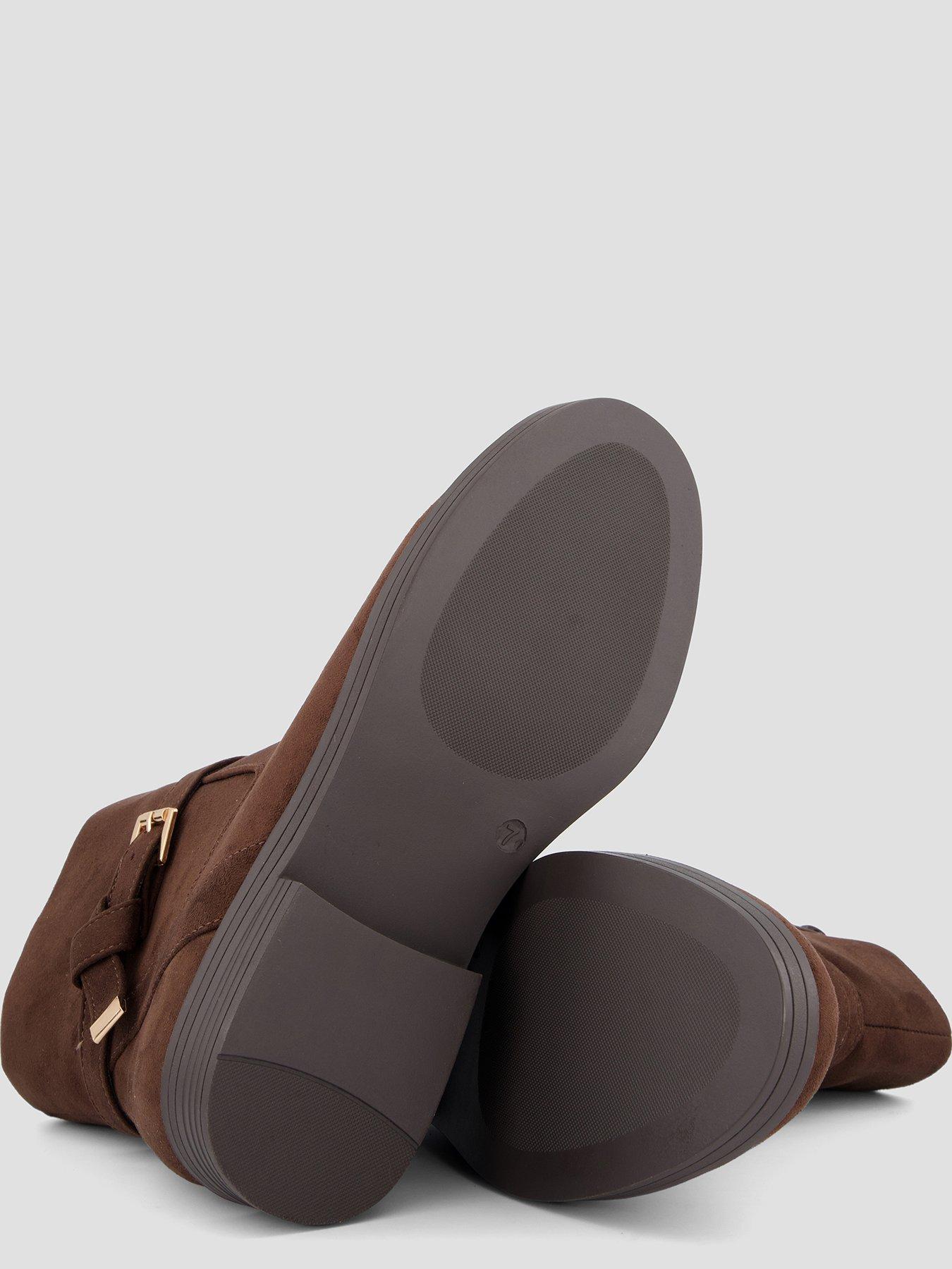 Image 4 of 7 of The Very Collection Extra Wide Fit Ankle Boots with Buckle Strap Detail - Brown