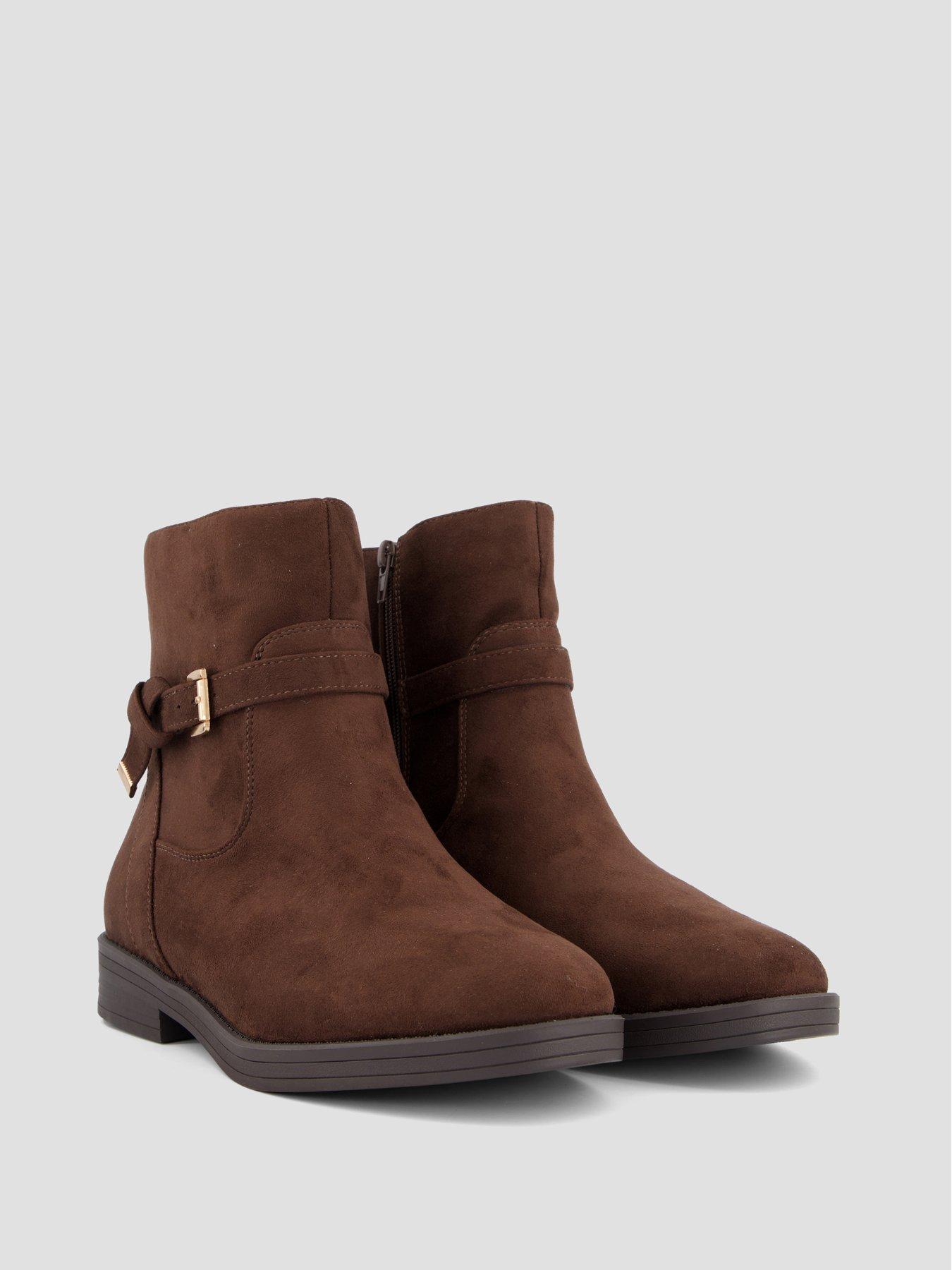 Image 6 of 7 of The Very Collection Extra Wide Fit Ankle Boots with Buckle Strap Detail - Brown