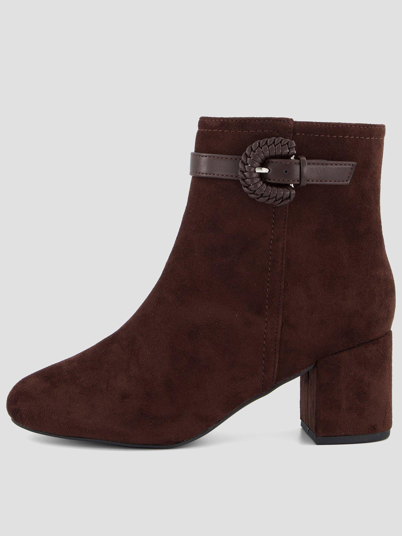 Image 1 of 7 of The Very Collection Extra Wide Ankle Boot With Buckle Trim - Brown