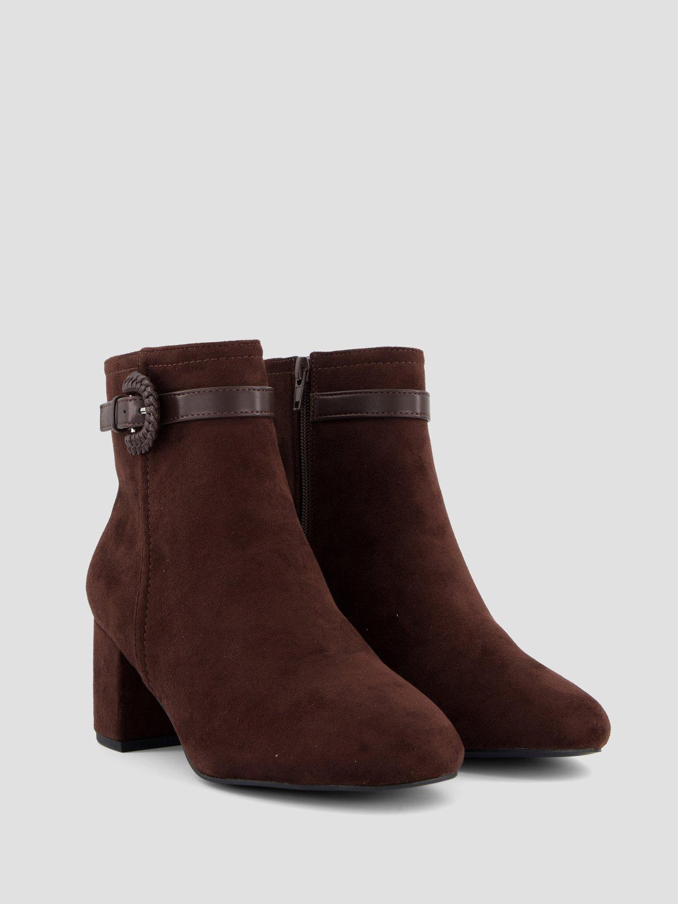 Image 6 of 7 of The Very Collection Extra Wide Ankle Boot With Buckle Trim - Brown