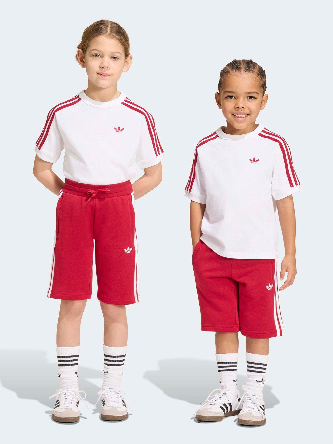 adidas Originals Kids 3 Stripe Short Set - White/ Red