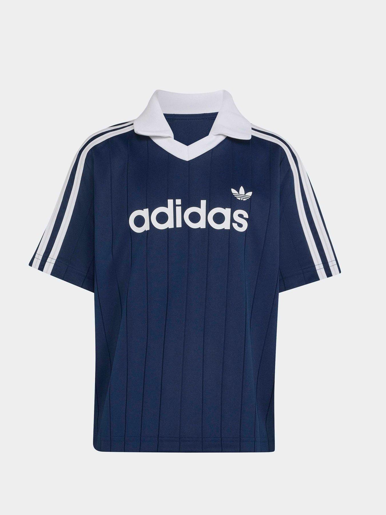 Image 6 of 7 of adidas Originals Kids Polo Pinstripe Short Tee Set - Blue