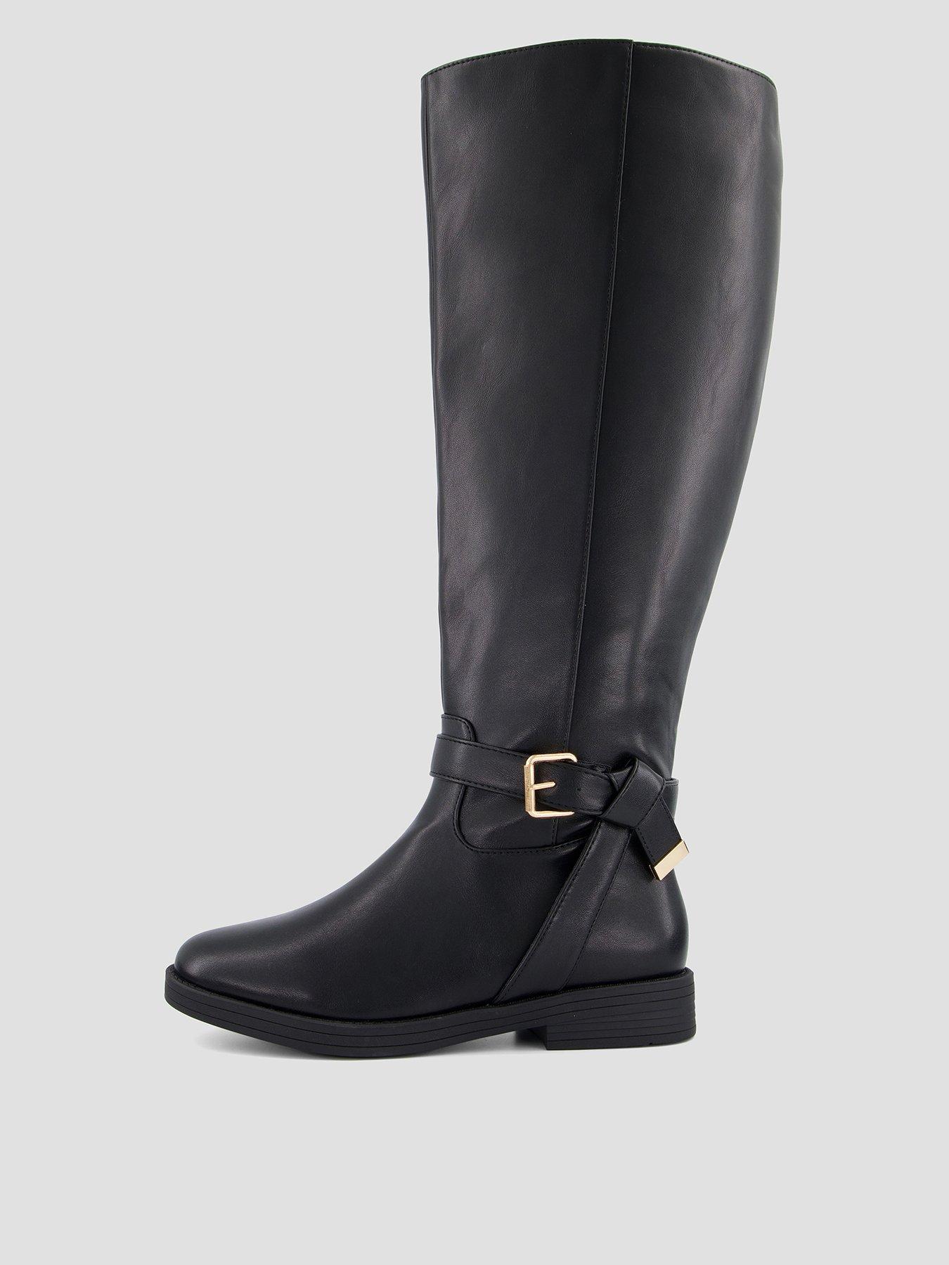 The Very Collection Extra Wide Fit Knee High Boots with Buckle Trim - Black