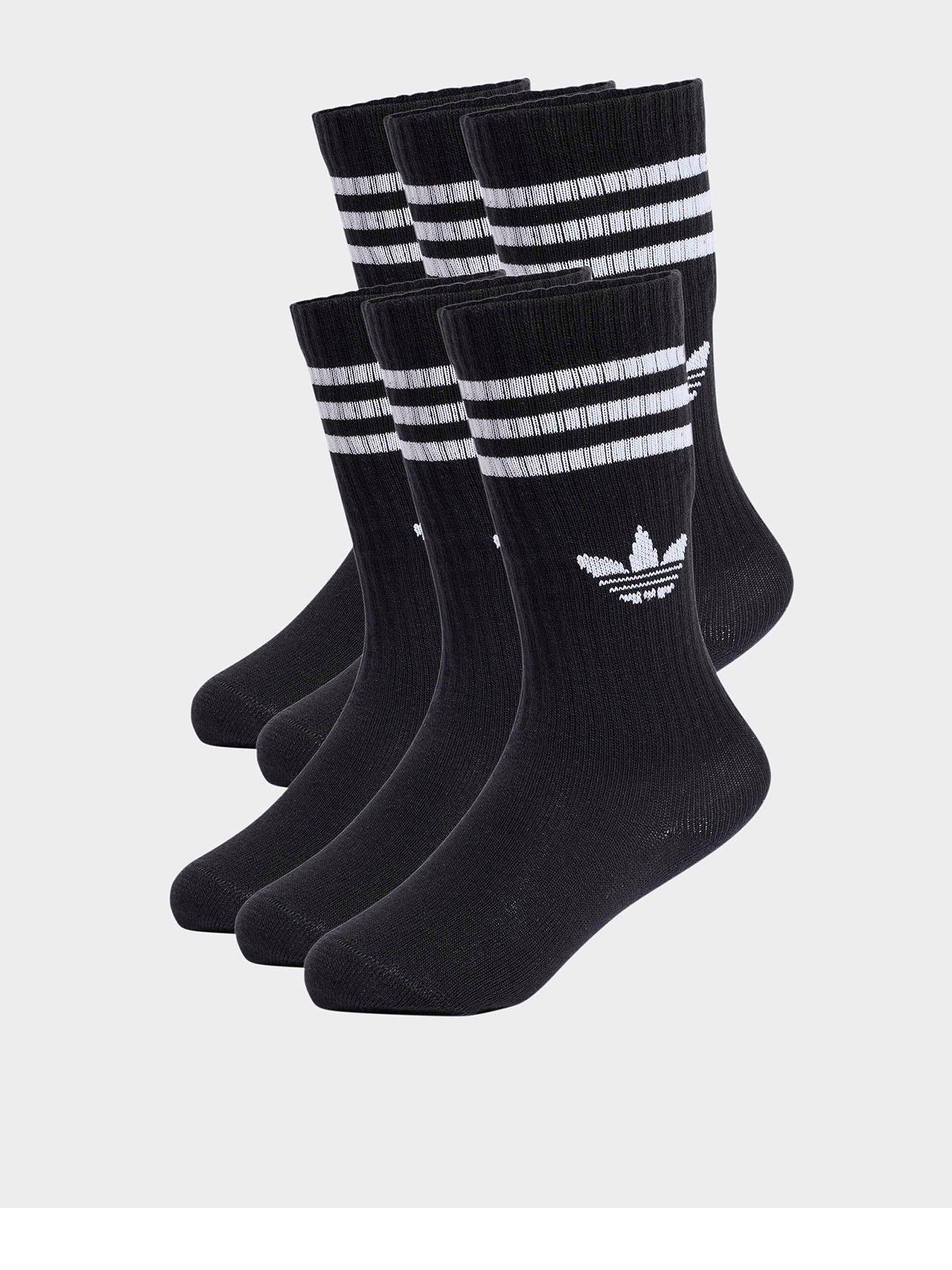 Image 1 of 4 of adidas Originals Kids 3 Stripe Crew Socks 6 Pack - Black