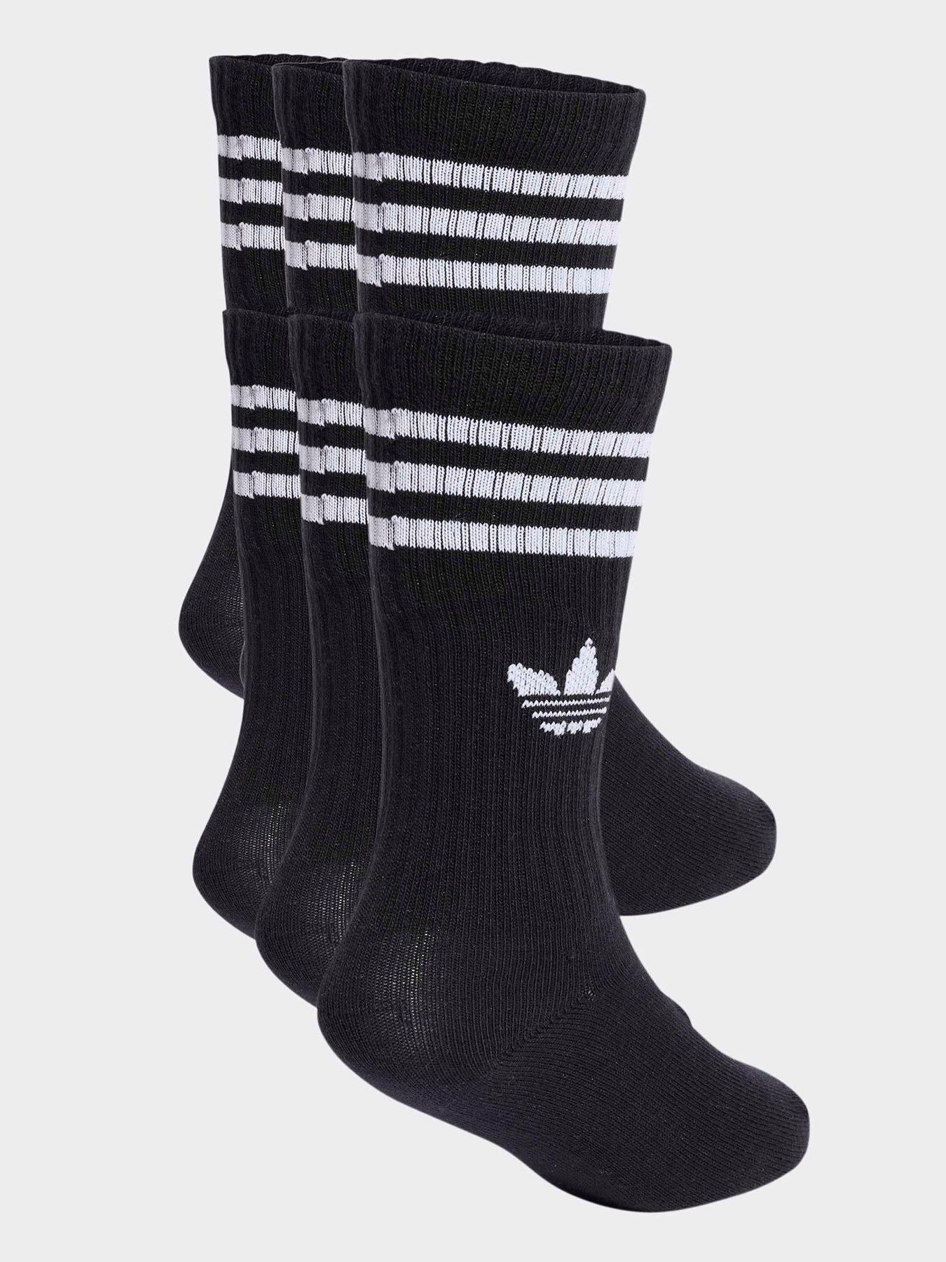 Image 2 of 4 of adidas Originals Kids 3 Stripe Crew Socks 6 Pack - Black