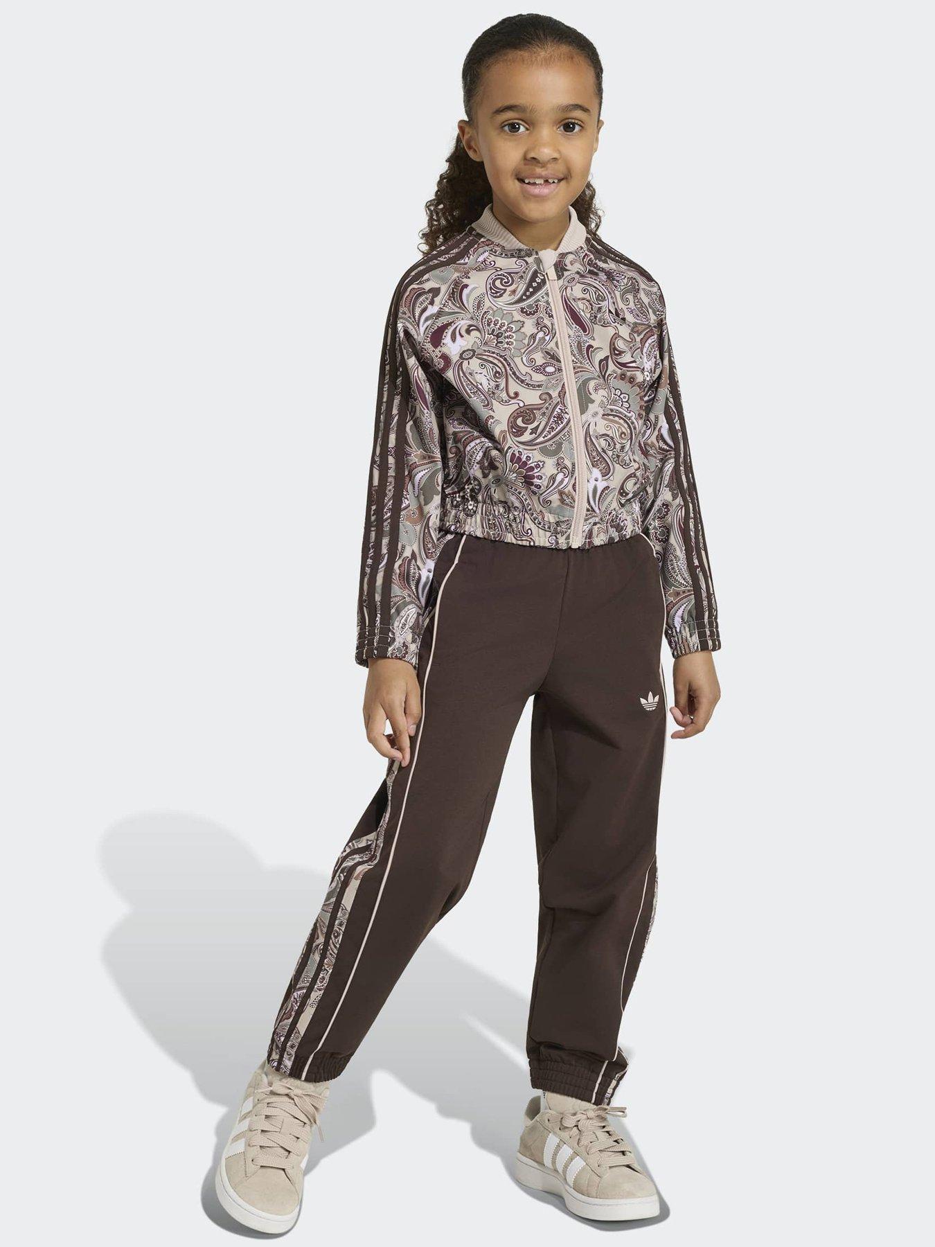 Image 2 of 6 of adidas Originals Girls Superstar Loose Track Set - Brown