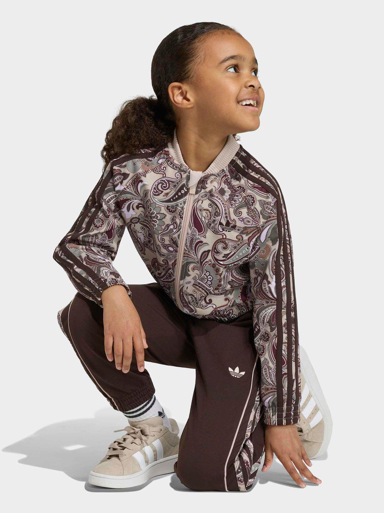 Image 3 of 6 of adidas Originals Girls Superstar Loose Track Set - Brown