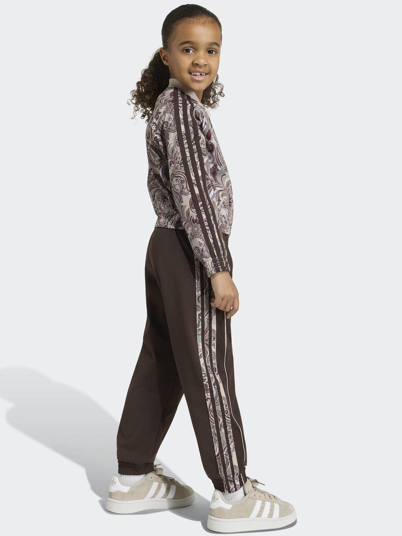 Image 4 of 6 of adidas Originals Girls Superstar Loose Track Set - Brown