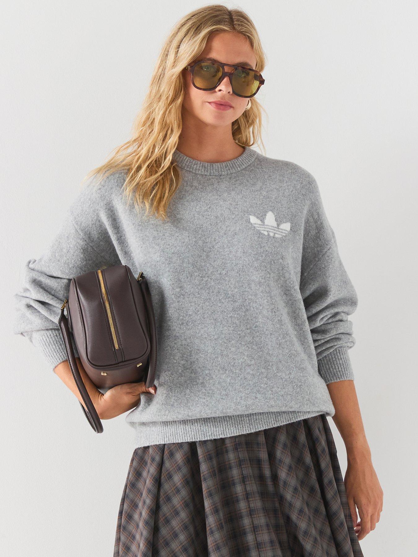 Image 1 of 6 of adidas Originals Womens Knit Crew Sweater - Grey