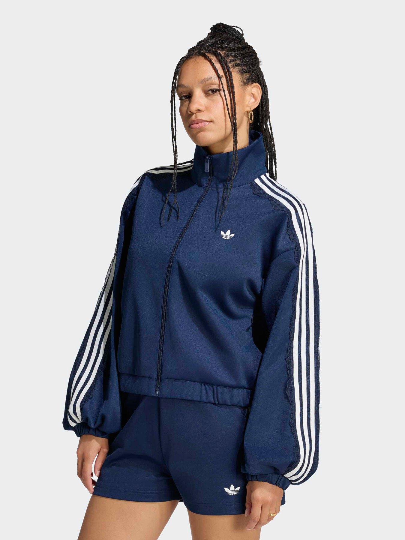 Image 1 of 6 of adidas Originals Womens Lace Oversized Track Top - Blue