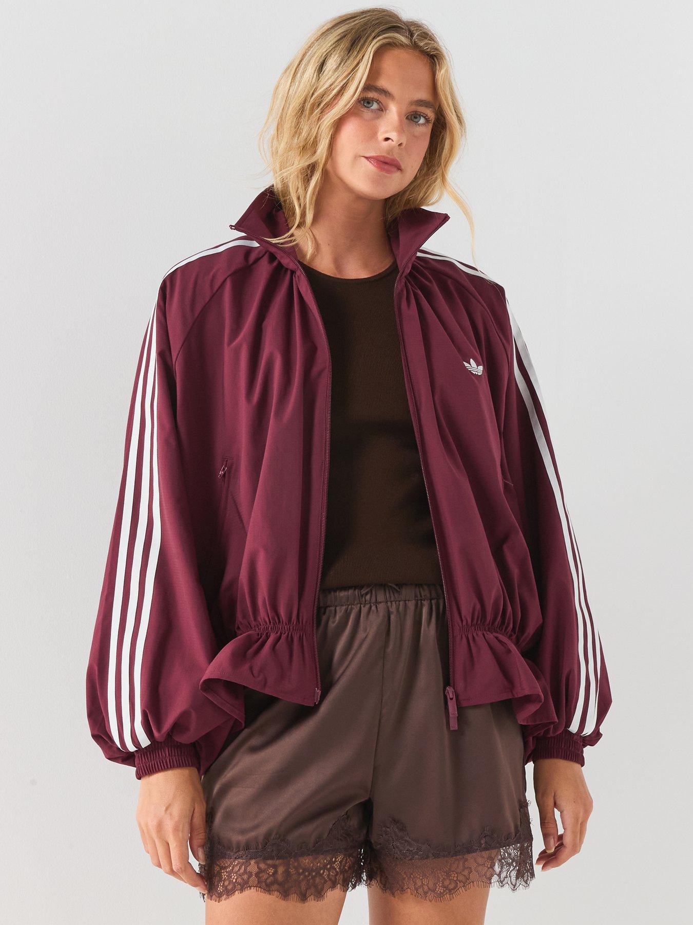 Image 4 of 6 of adidas Originals Womens Blousy Oversized Track Top - Burgundy