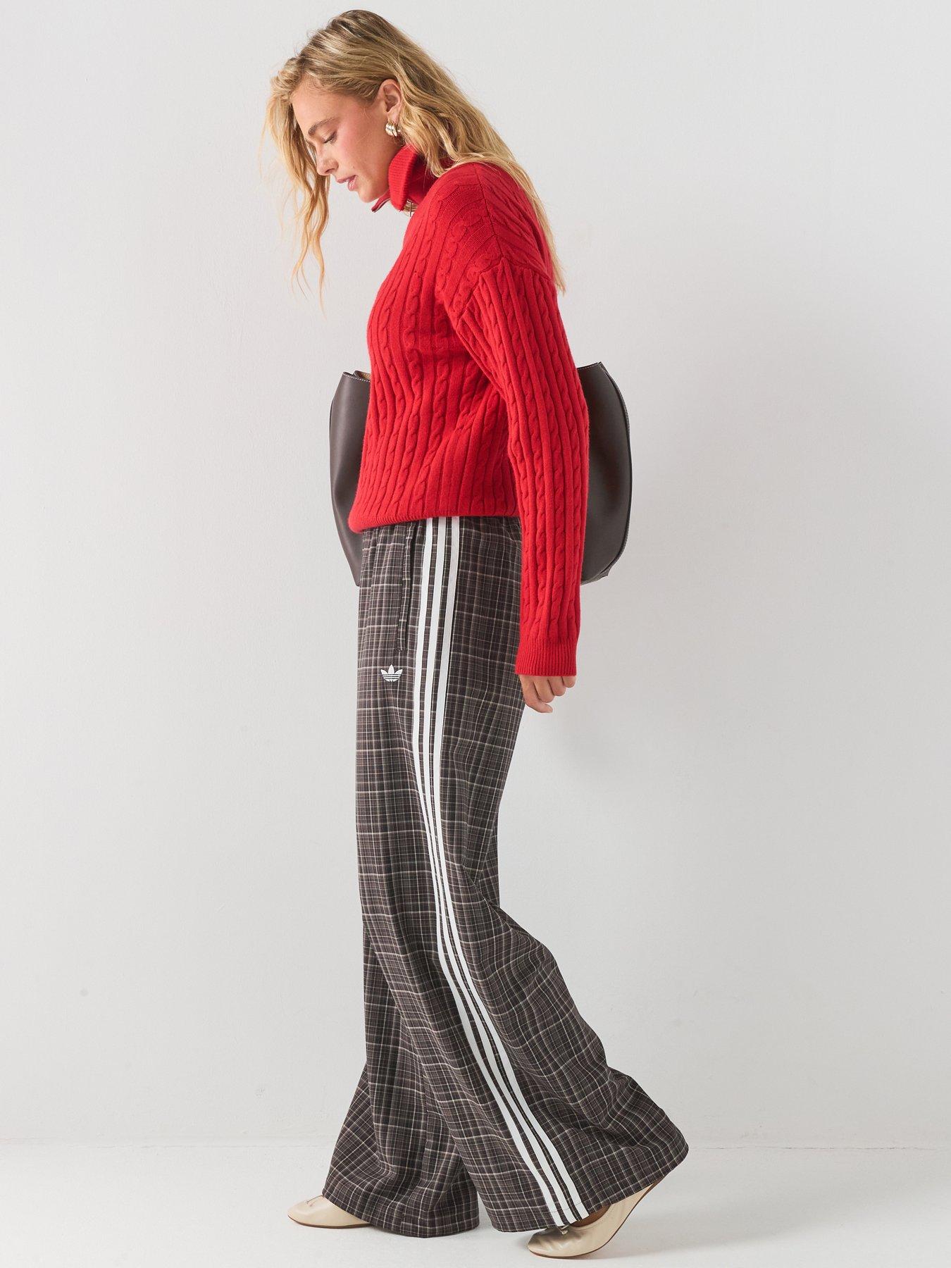 adidas Originals Women's Check Loose Fit Track Pants - Brown