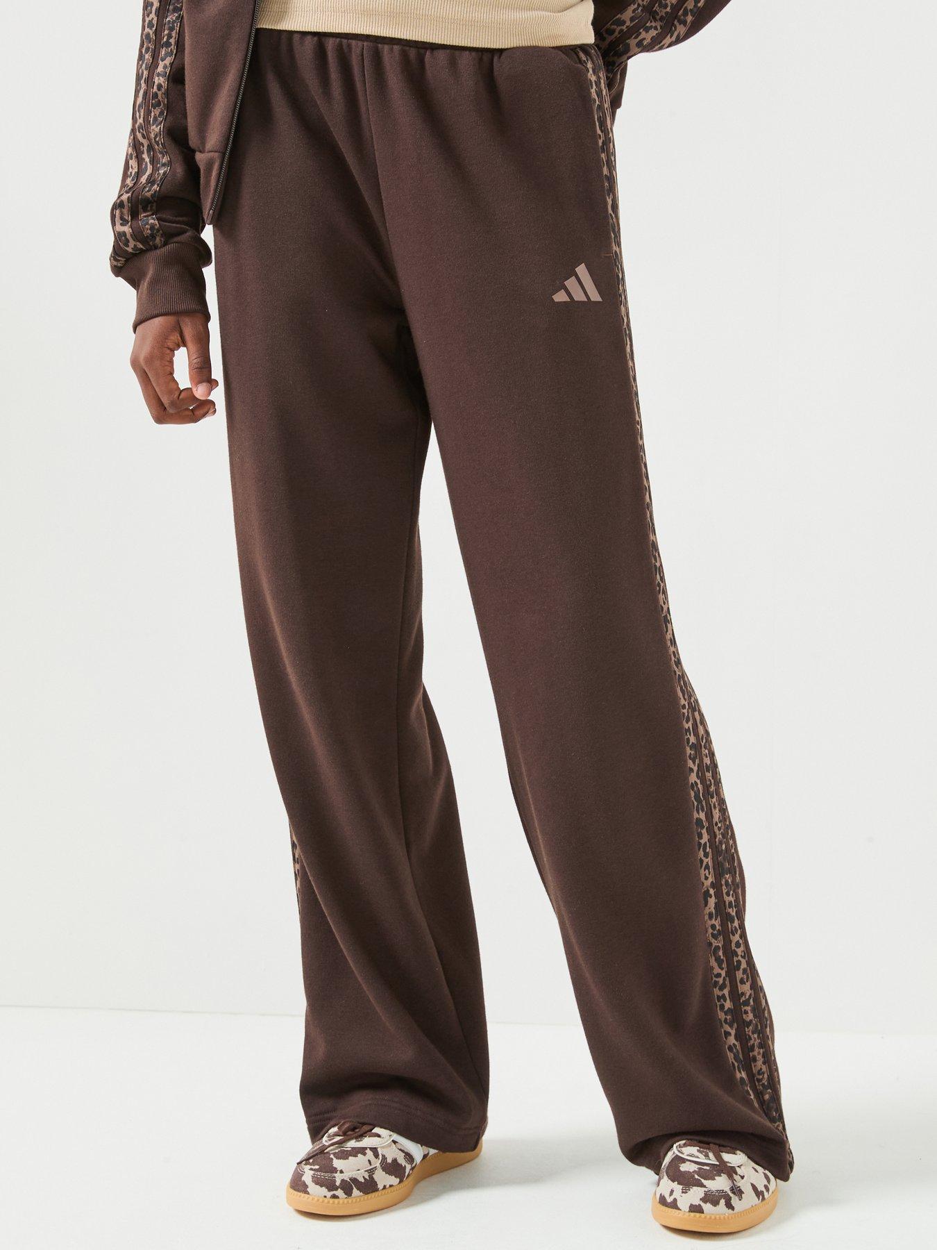 adidas Sportswear Junior 3 Stripe Wide Leg Pant - Brown