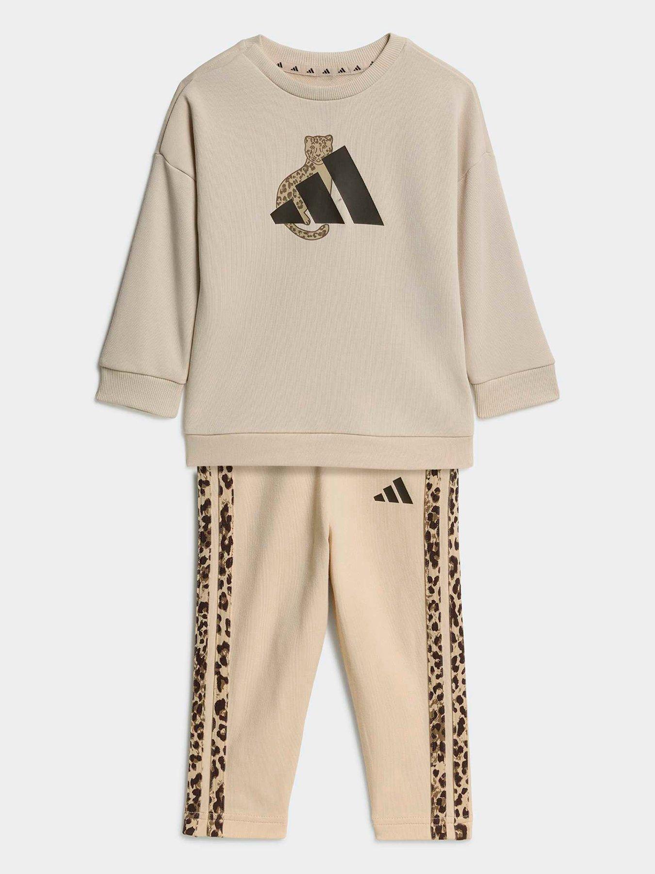 Image 1 of 1 of adidas Sportswear Infants' Adidas 3-Stripes Sweatshirt &amp; Jogger Set - Beige