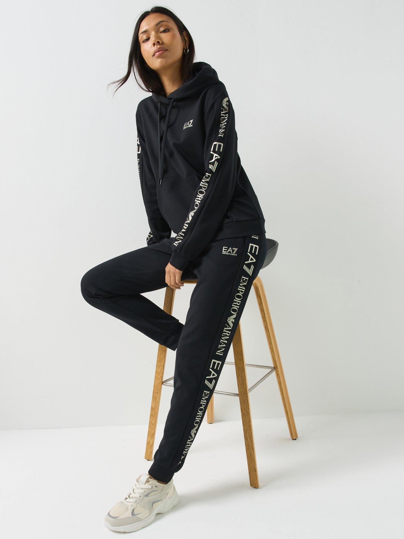 EA7 Emporio Armani Logo Tape Training Tracksuit Set - Black