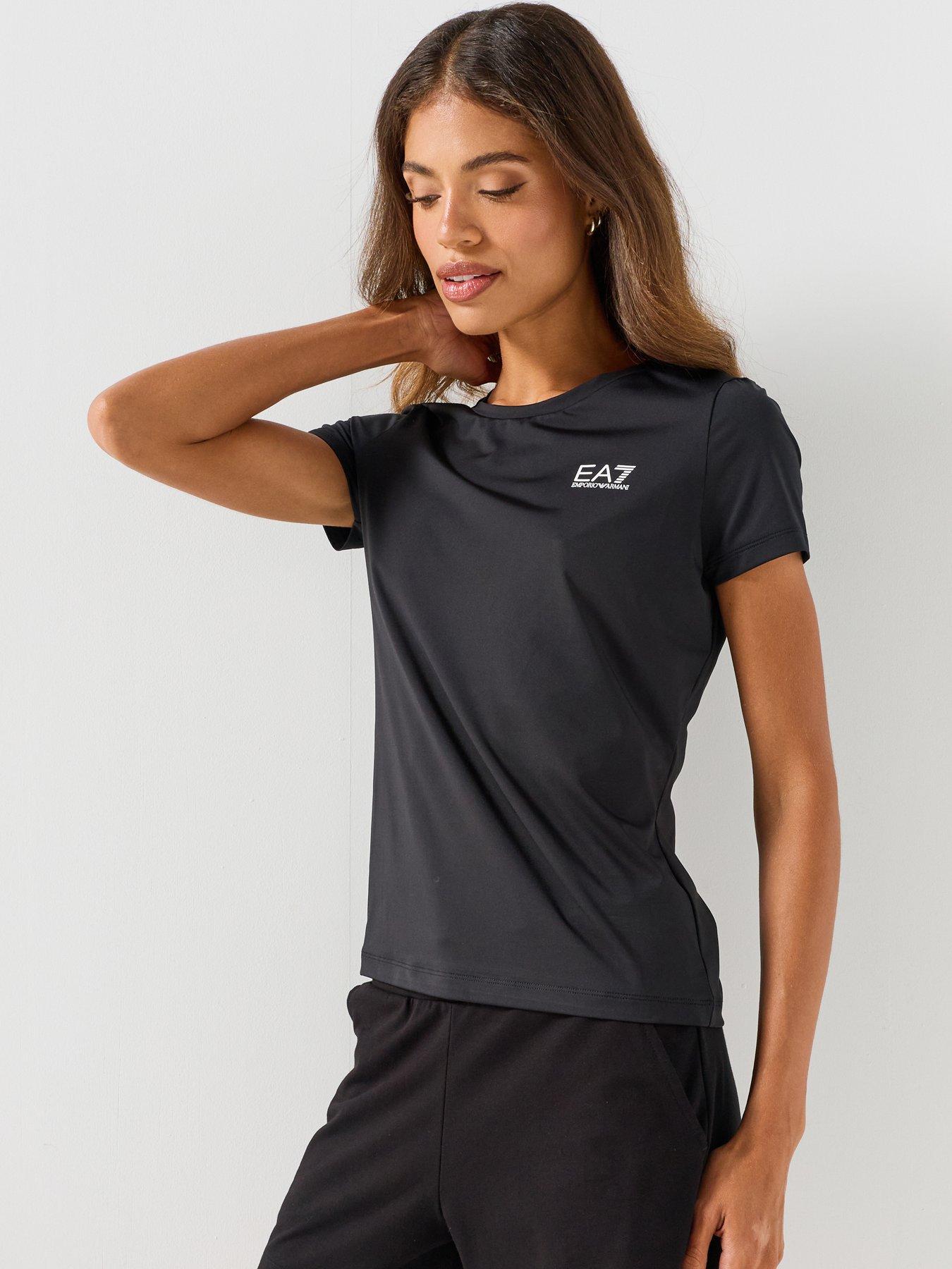 EA7 Emporio Armani Women's Training T Shirt with Crew Neck and Short Sleeves - Black