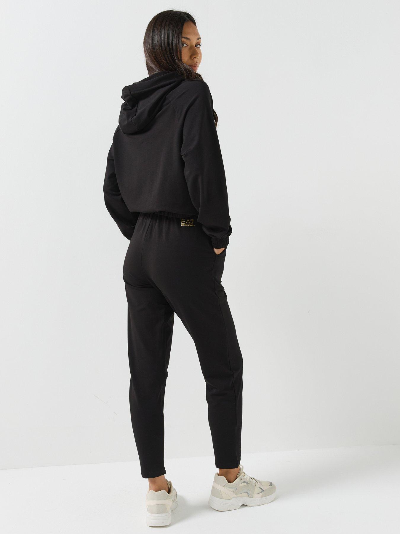 Image 2 of 6 of EA7 Emporio Armani Training Tracksuit Set with Shiny Stud Detail - Black