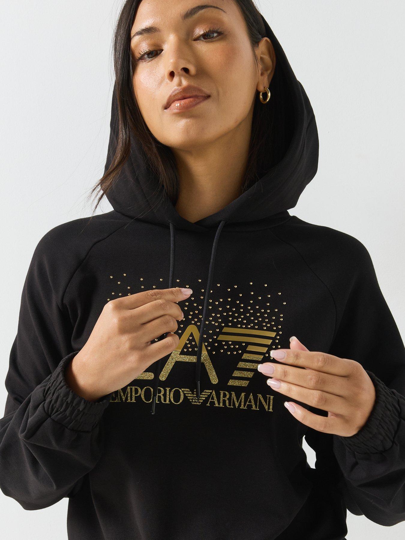 Image 5 of 6 of EA7 Emporio Armani Training Tracksuit Set with Shiny Stud Detail - Black