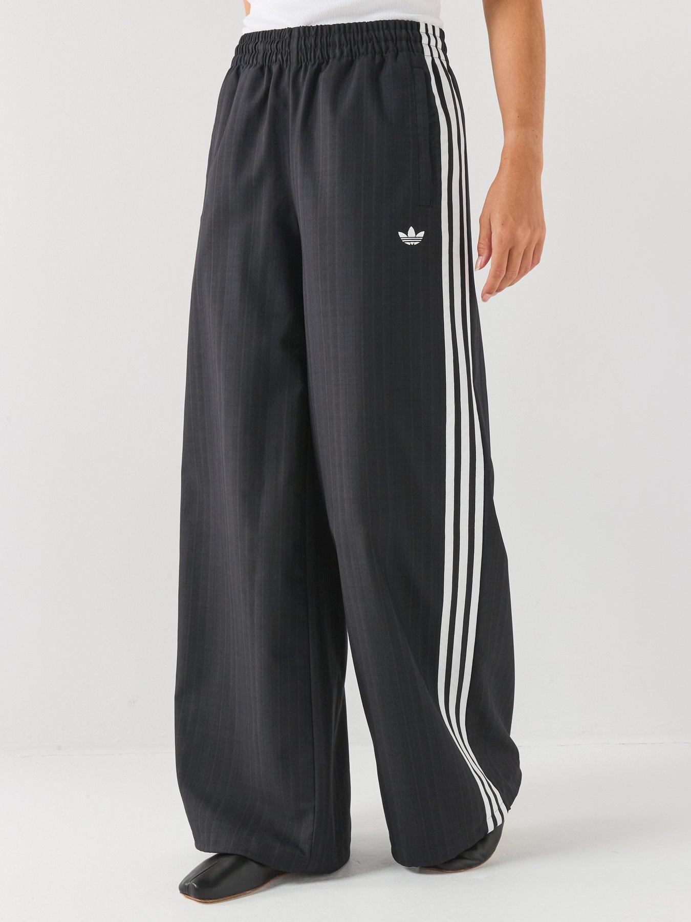 adidas Originals Womens Check Loose Fit Track Trousers - Black