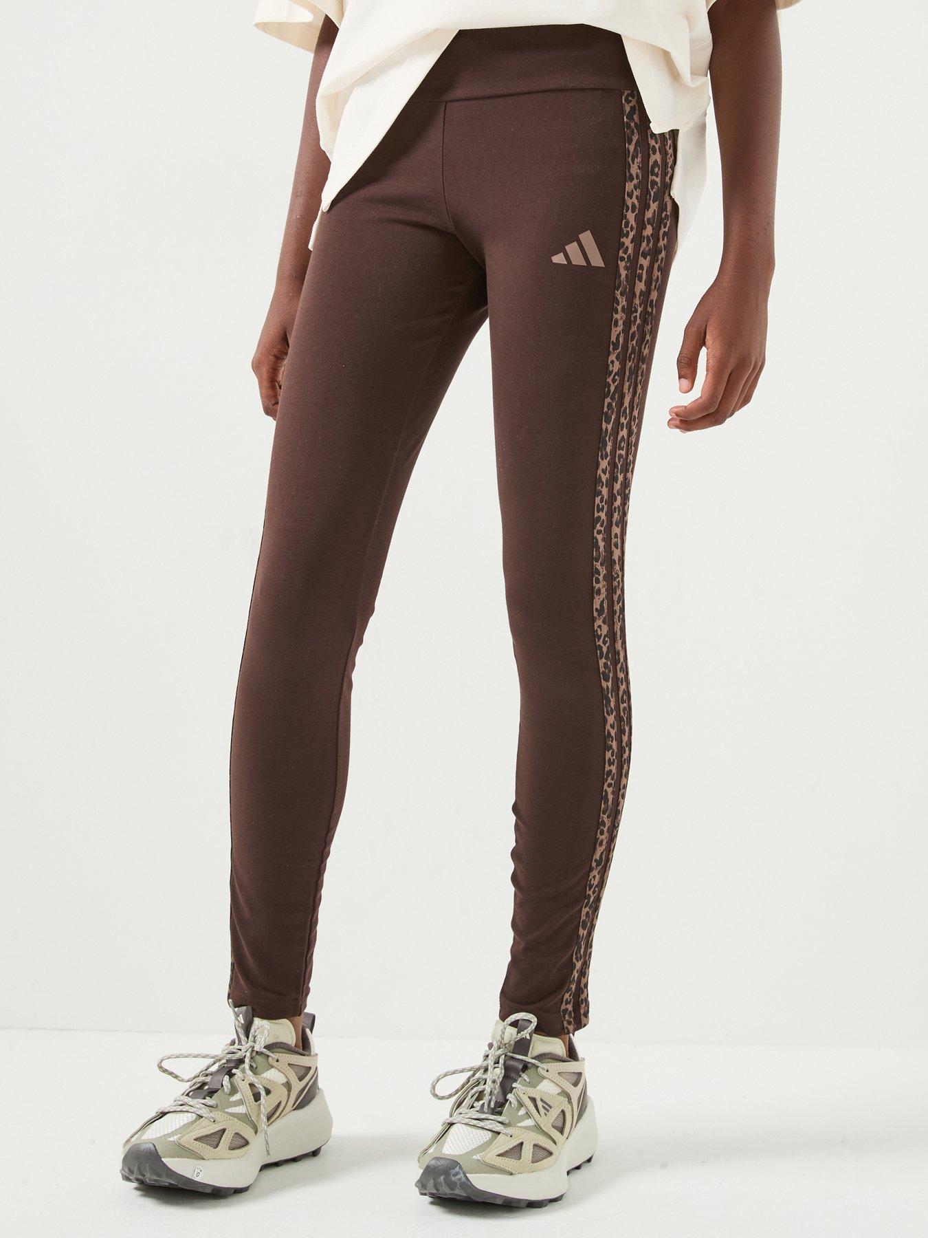 Image 1 of 6 of adidas Sportswear Junior Girls' 3 Stripe Leggings - Brown